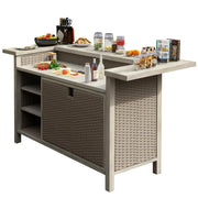 Outdoor Bar Table with Storage and Shelves