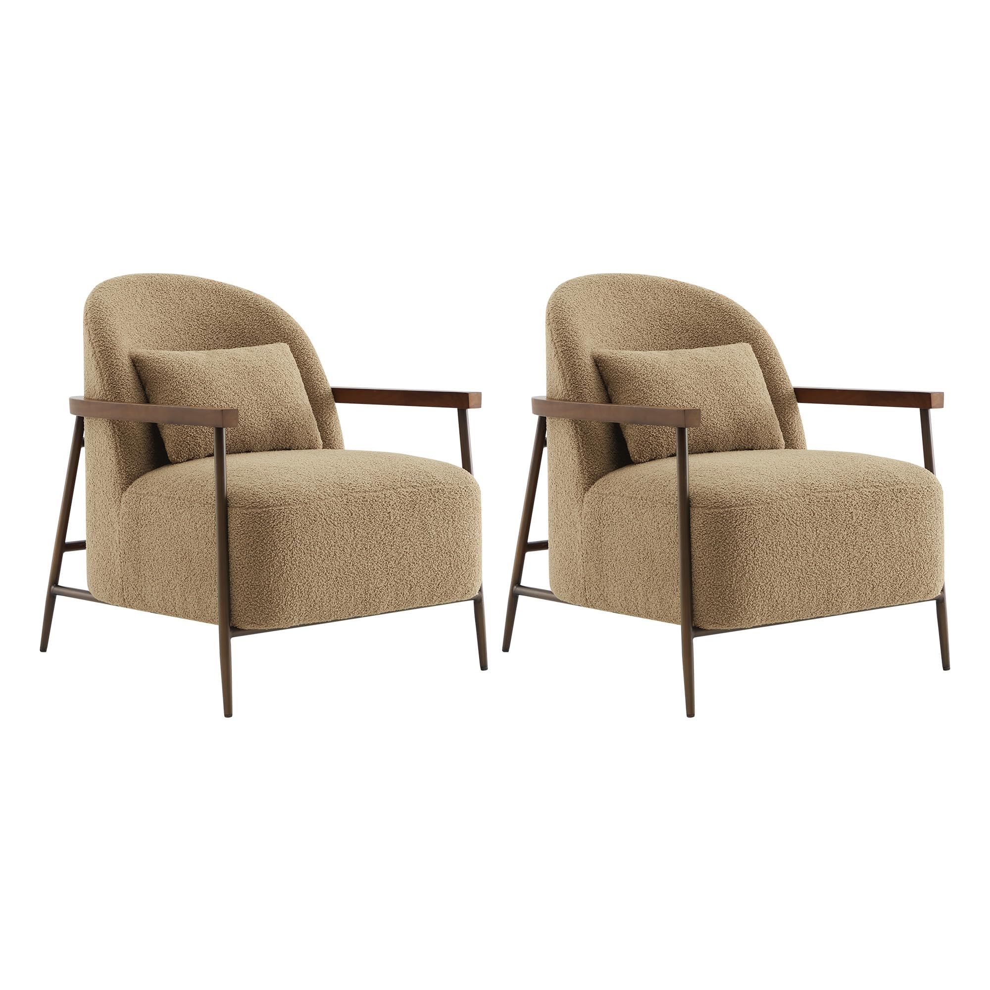 Faux Sherpa Fabric Accent Chair Set of 2