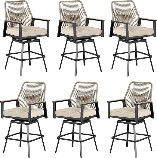 Swivel Bar Stools Set of 4 with Cushions