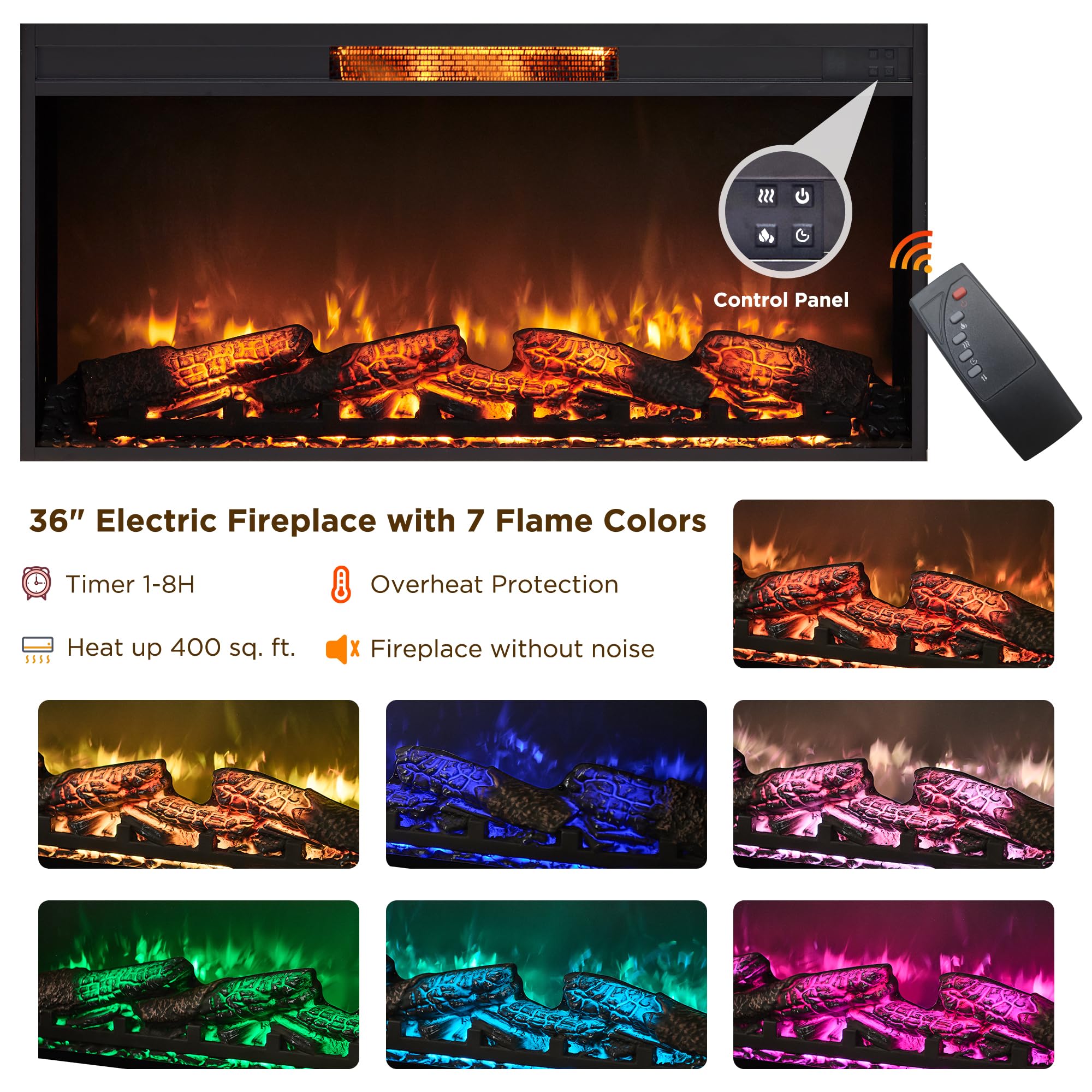 70" Fireplace TV Stand with Electric Fireplace