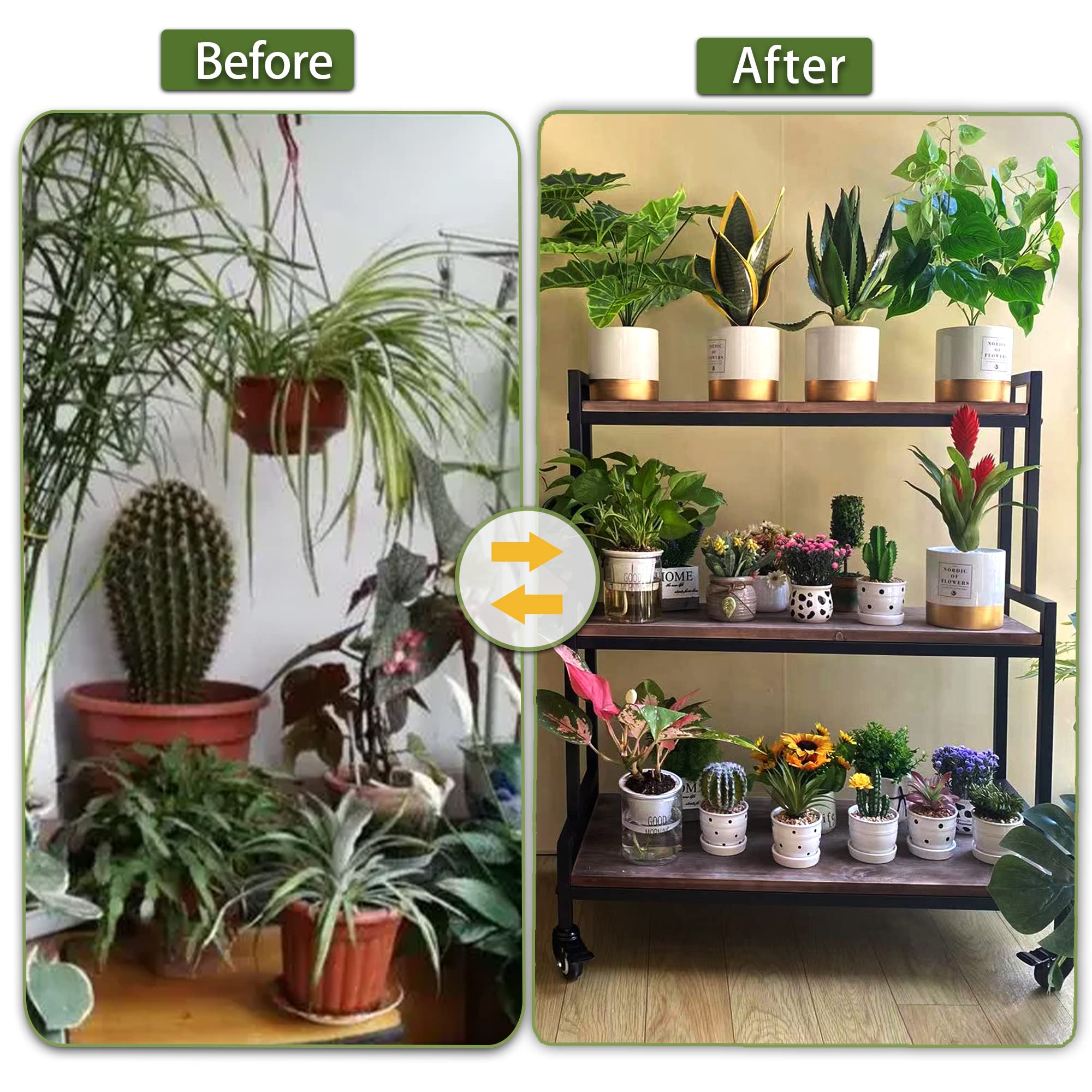 Rustic Plant Stand with Wheels 37" H