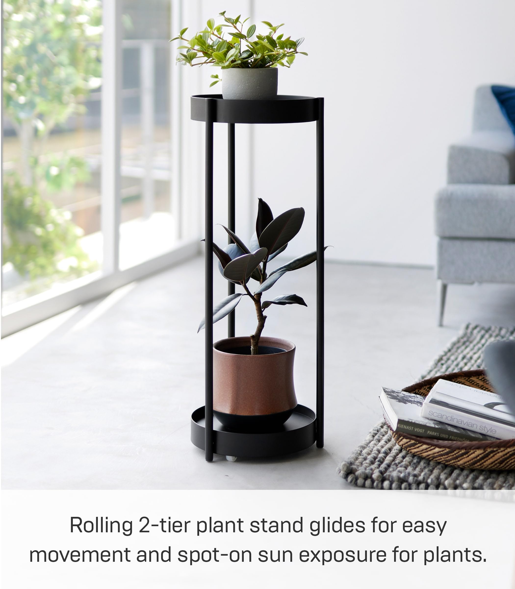 2-Tier Rolling Planter Stand with Casters