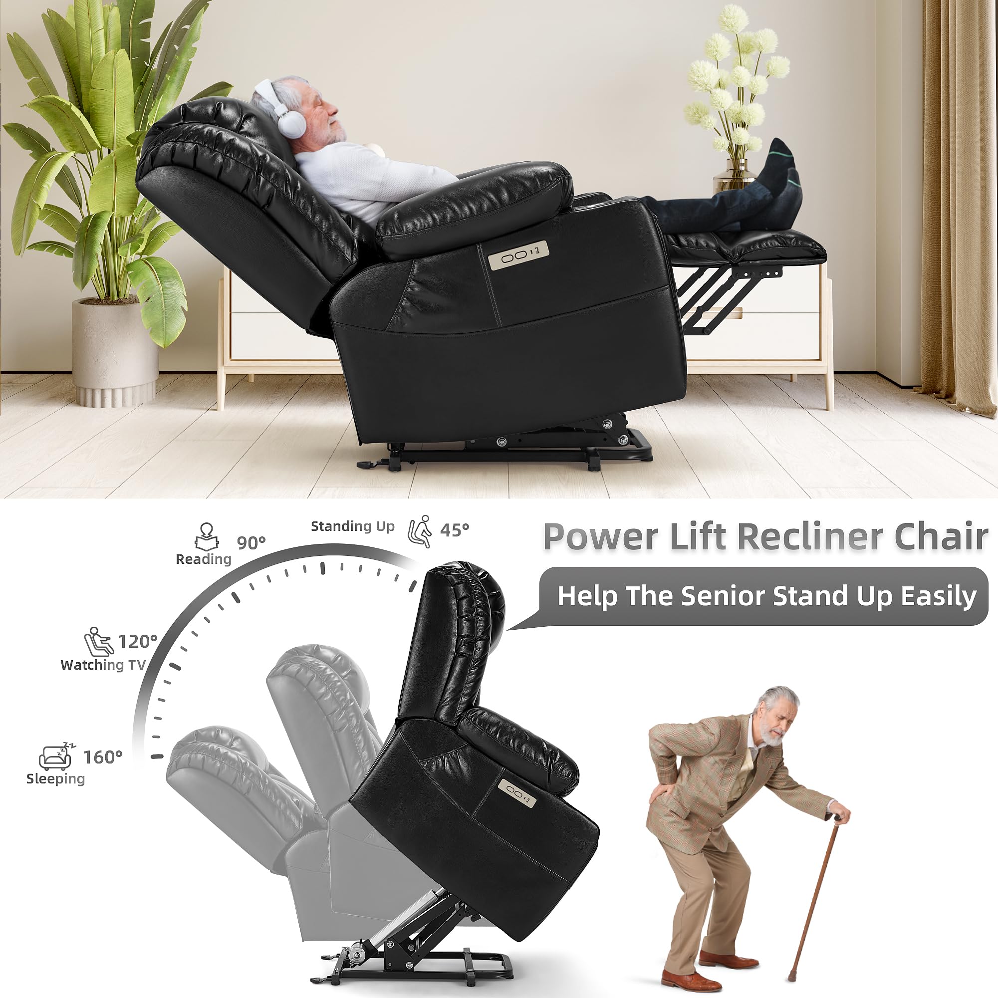 Power Lift Recliner Chair with Massage and Heat