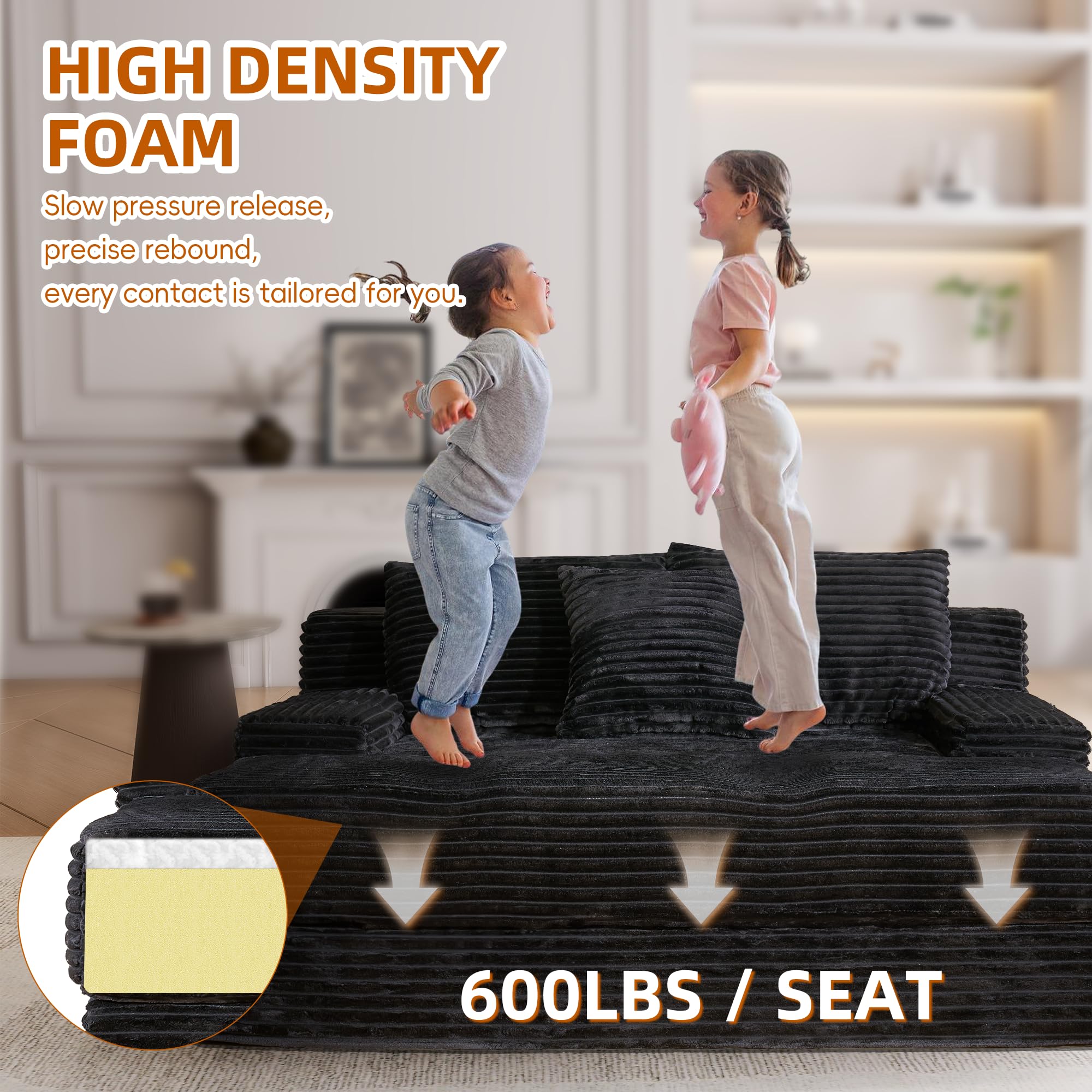 67" Oversized Chaise Lounge with Corduroy Upholstery