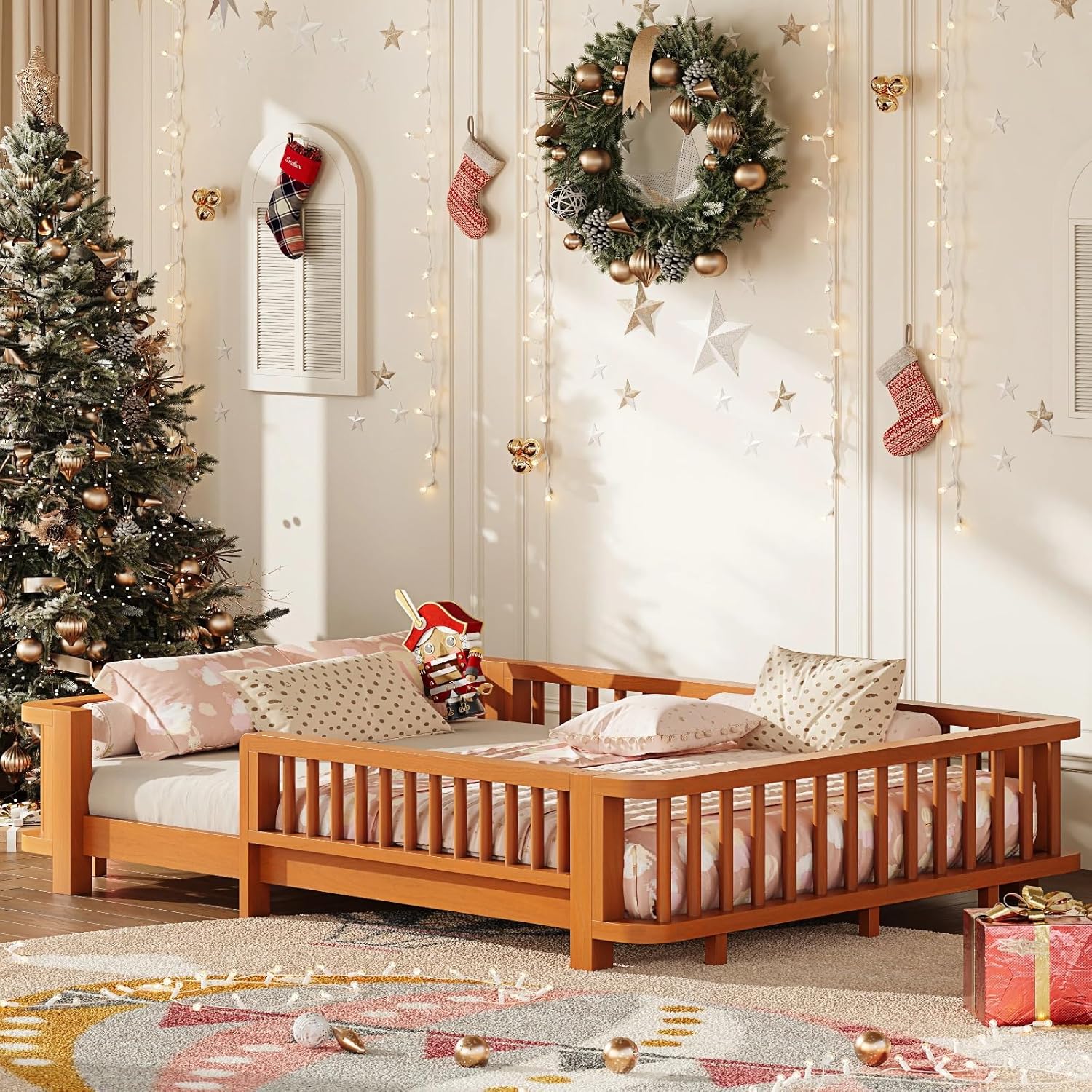 Twin Montessori Floor Bed with Rails
