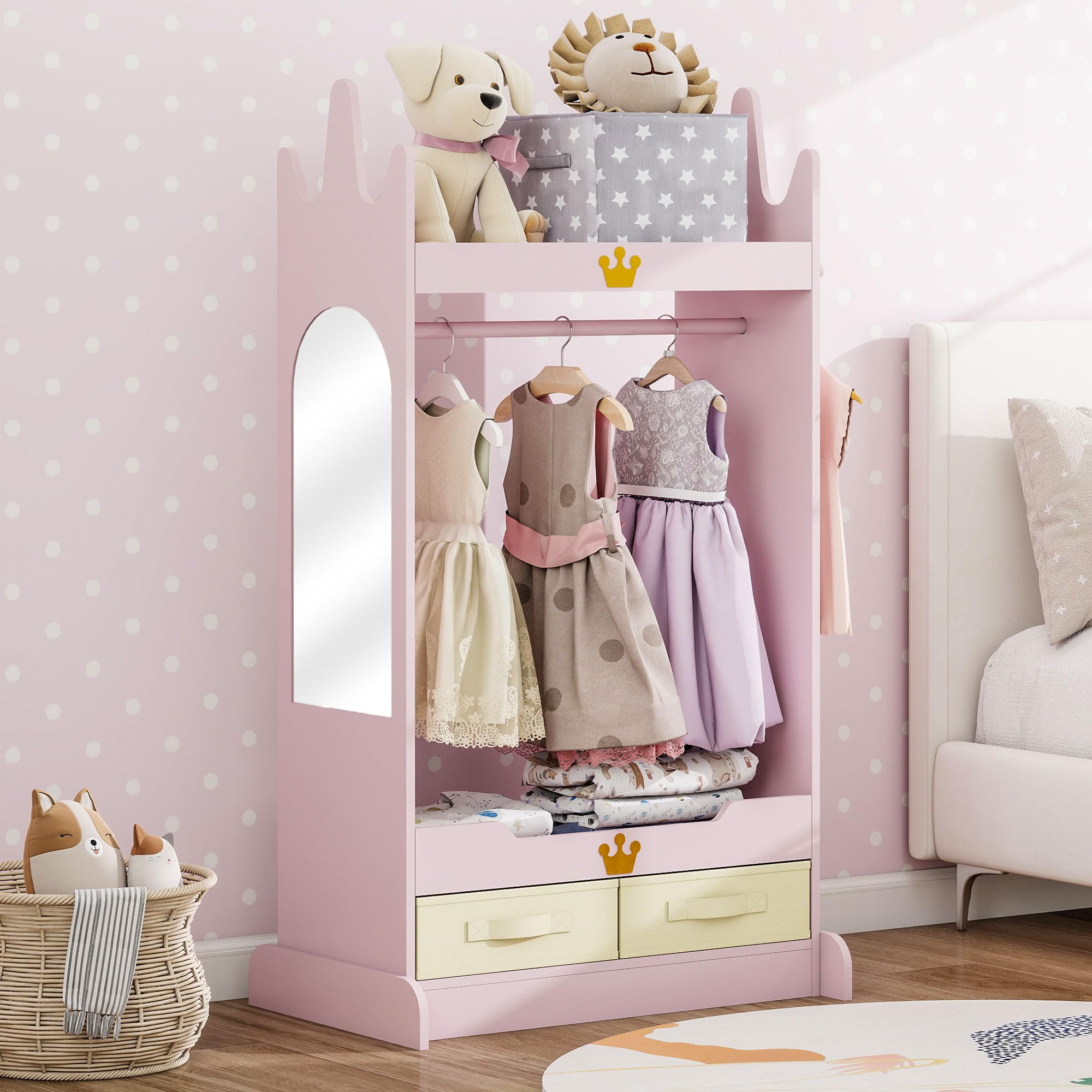 Kids Dress Up Storage with Mirror