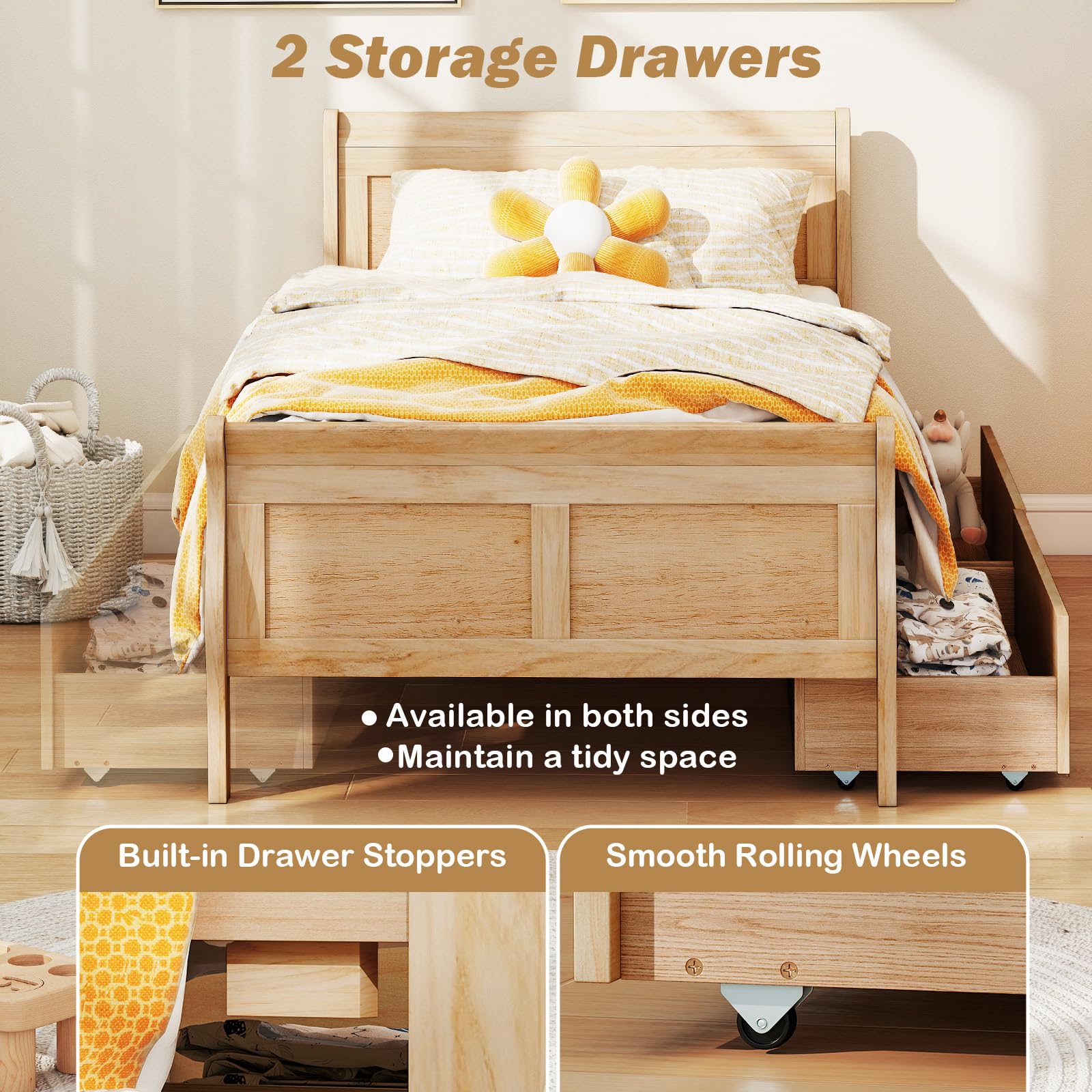 Twin Bed with Storage Drawers