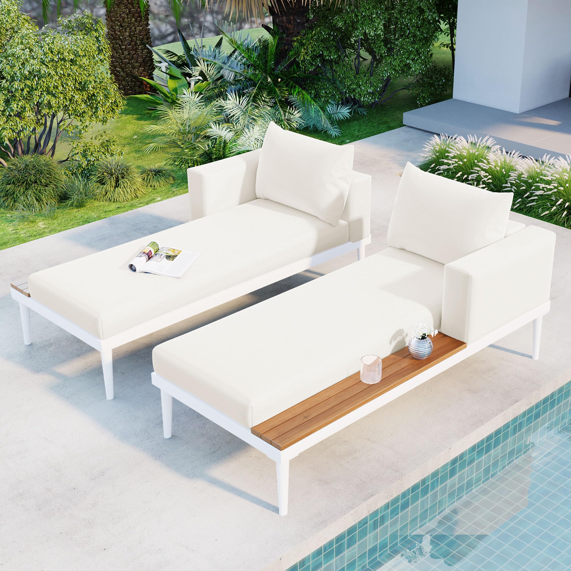 2-in-1 Outdoor Daybed with Side Tables