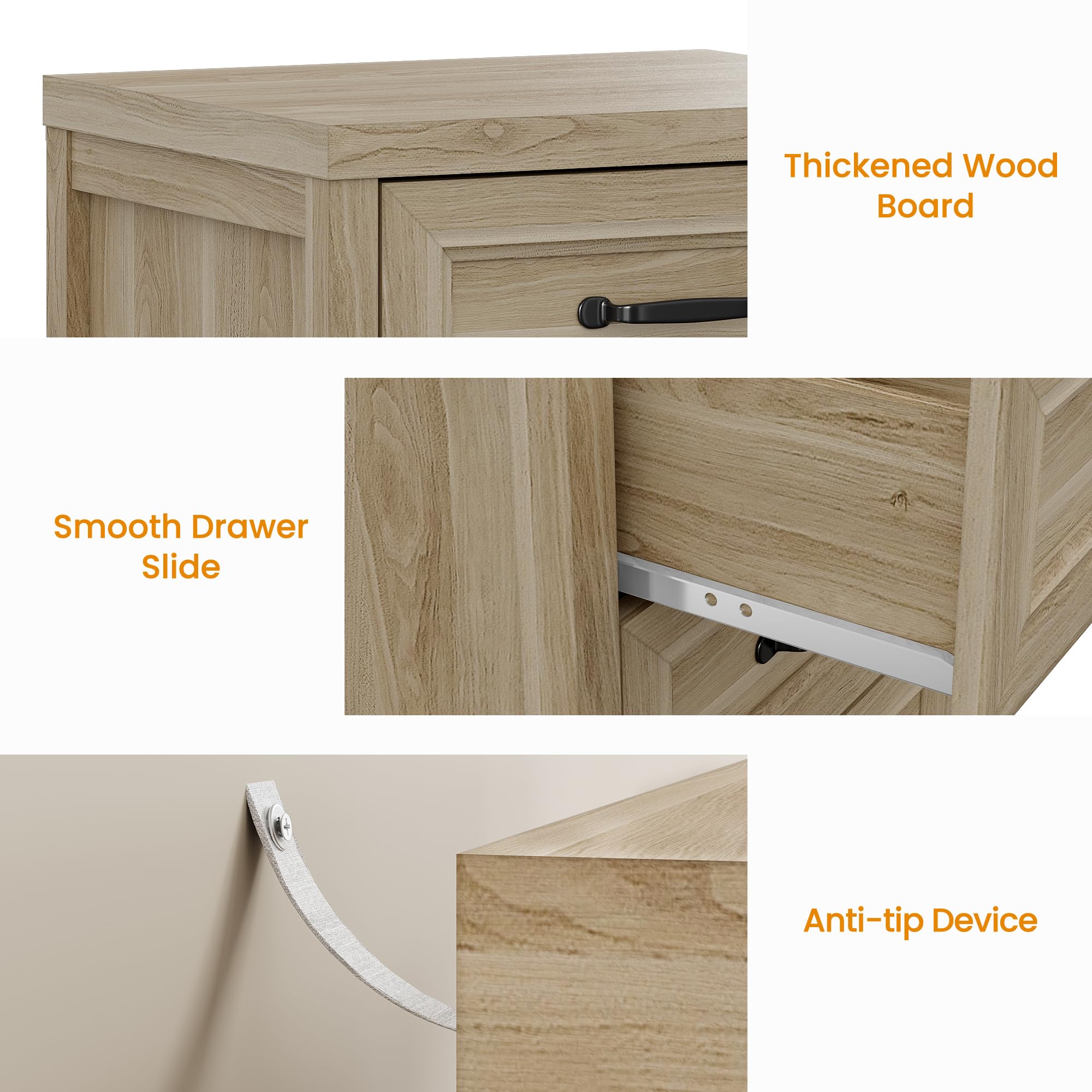 3 Drawer Nightstand with Modern Wood Design