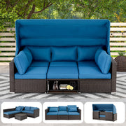6-Piece Patio Sectional Sofa Set with Retractable Canopy