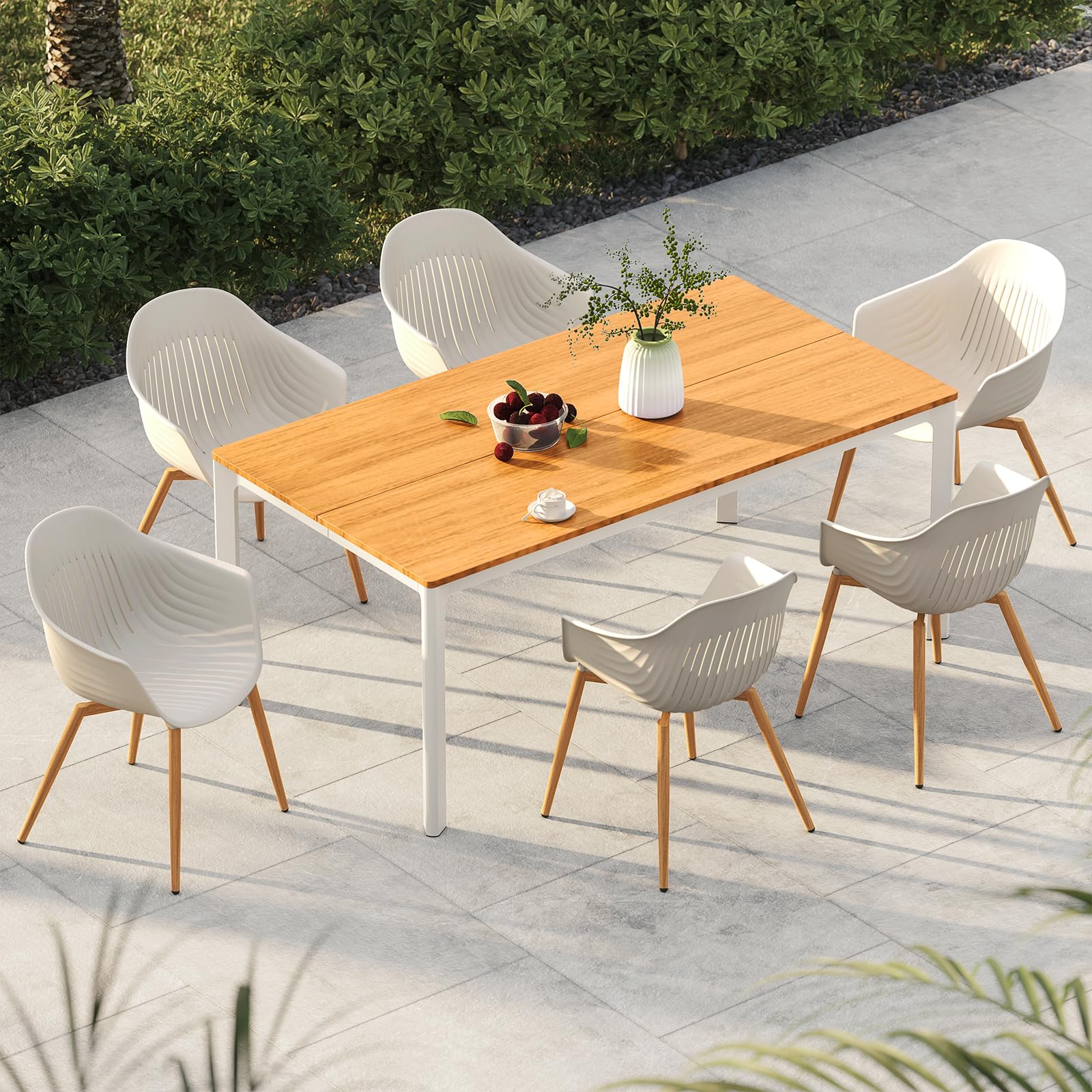 7-Piece Outdoor Dining Set with Recycled Plastic Chairs