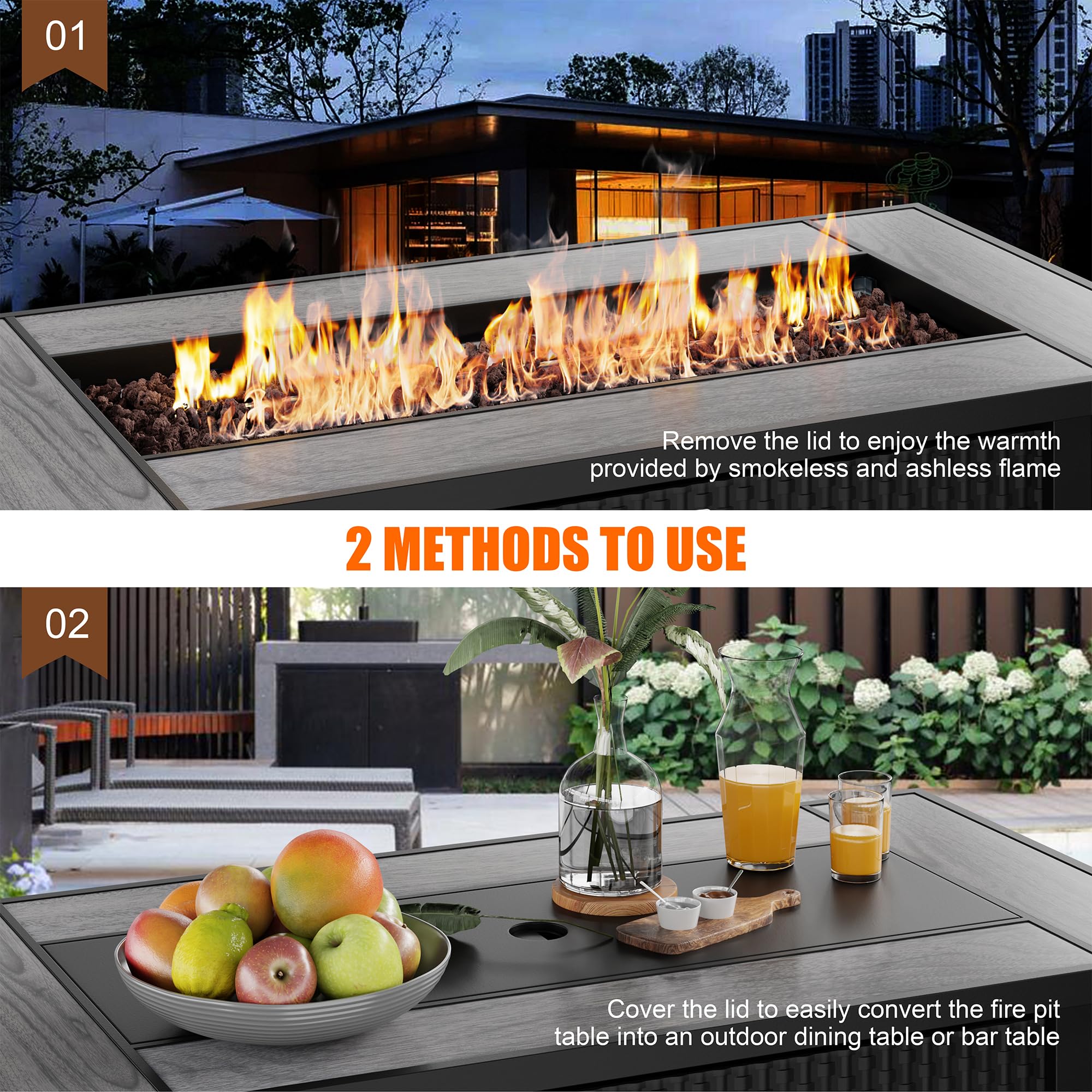 45 Inch Outdoor Propane Fire Pit Table