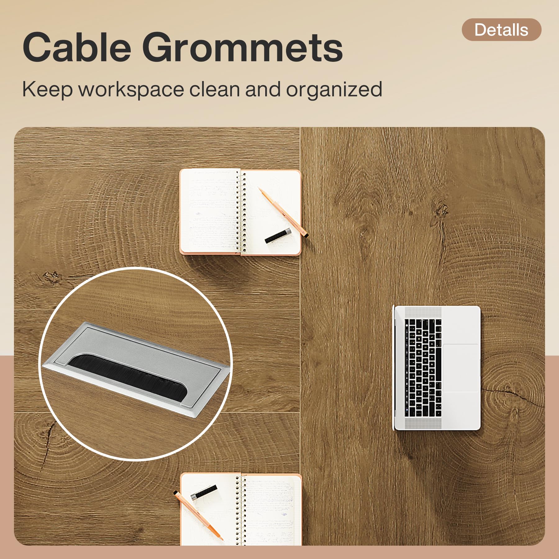 8ft Conference Table for 10 People with Cable Management