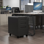 Letaya File Cabinet, 3 Drawer Filing Cabinets for Home Office with Lock Mobile Under Desk Fully Assembled Cabinet (Black)