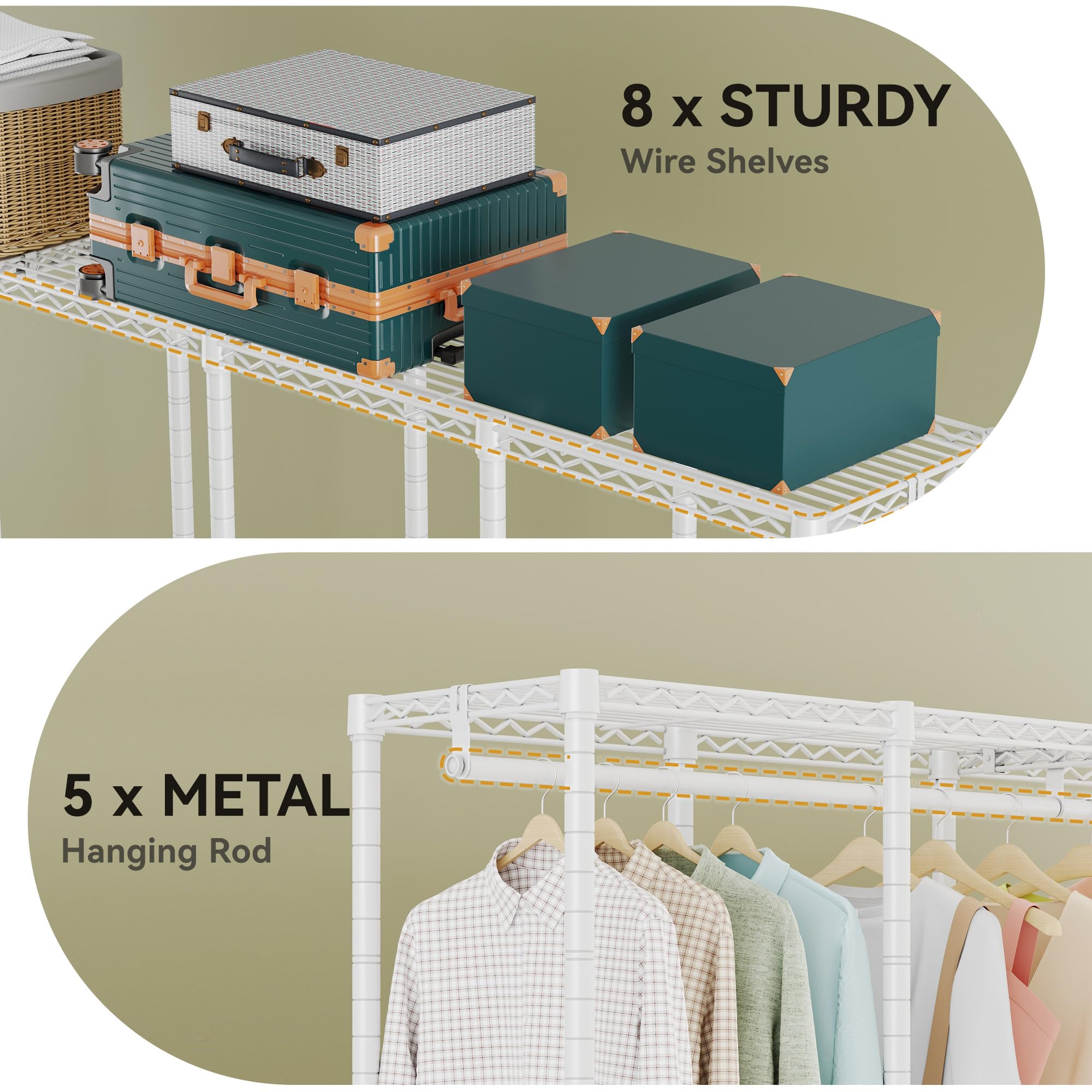 Extra Large Heavy Duty Clothes Rack with Adjustable Shelves