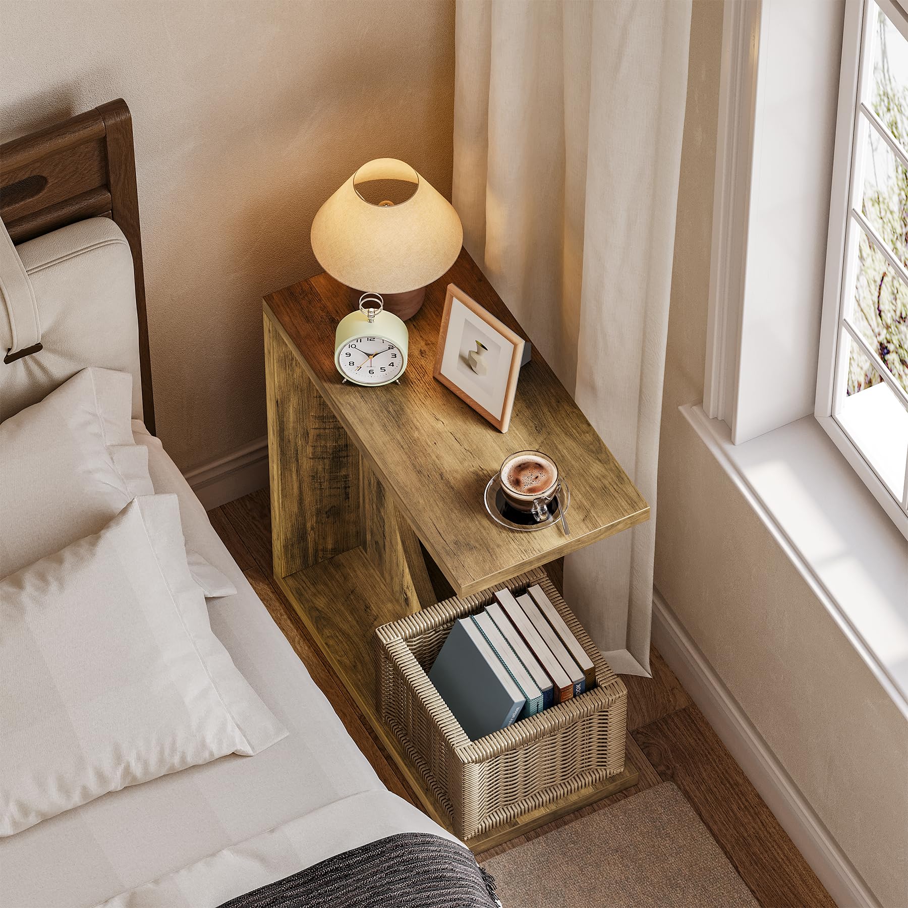 C-Shaped End Table for Sofa and Bedroom