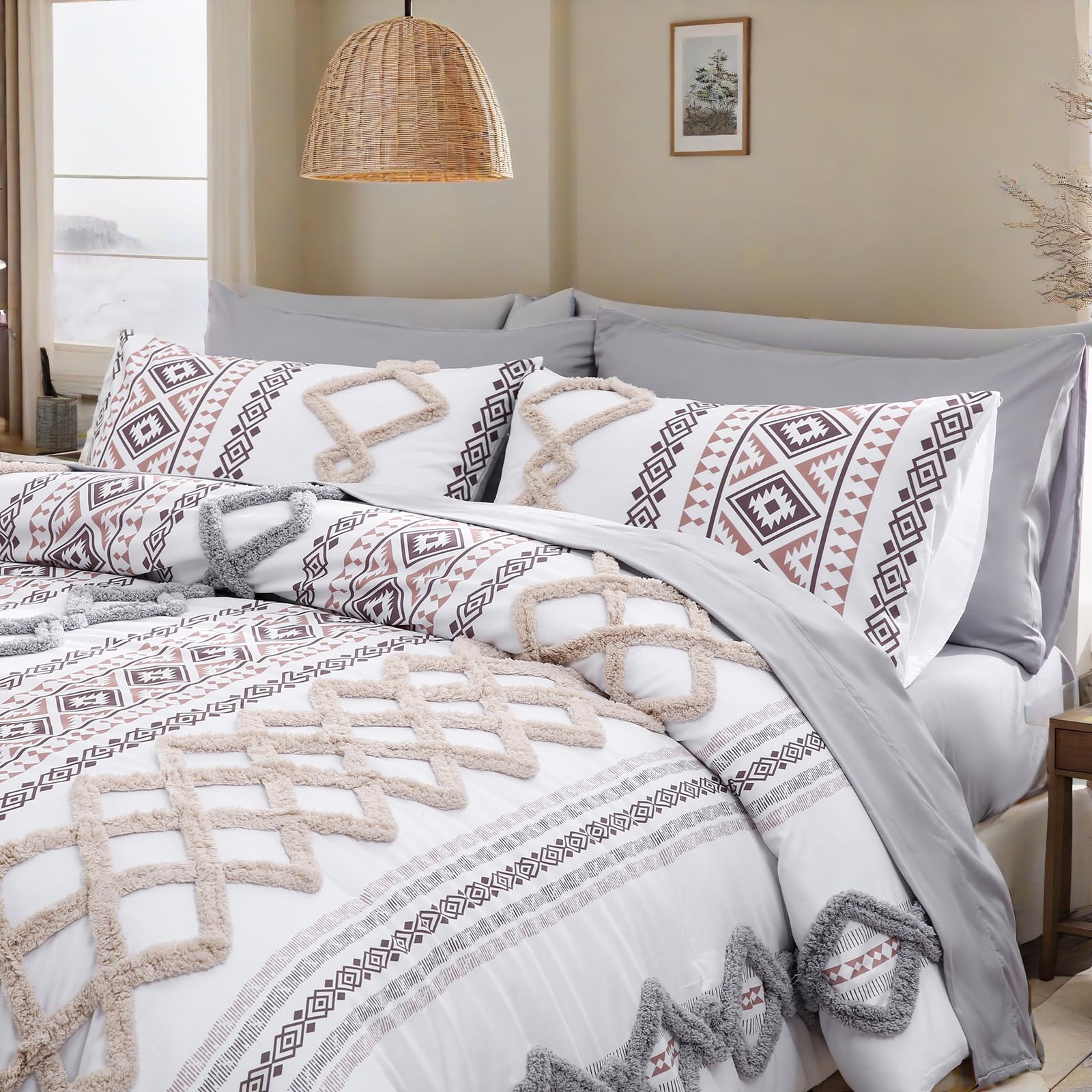 King Size Geometric Tufted Comforter Set