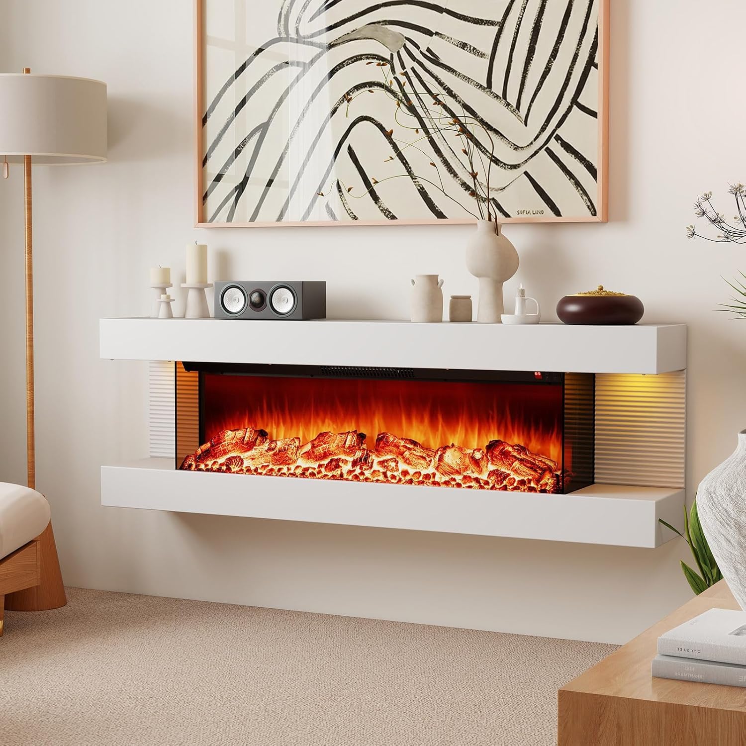 60" 3-Sided Wall Mount Electric Fireplace