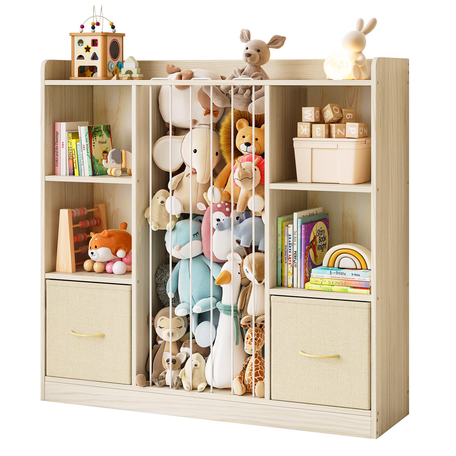 Toy Storage Organizer with Stuffed Animal Storage - 6 Cubes Shelf with Removable Drawers