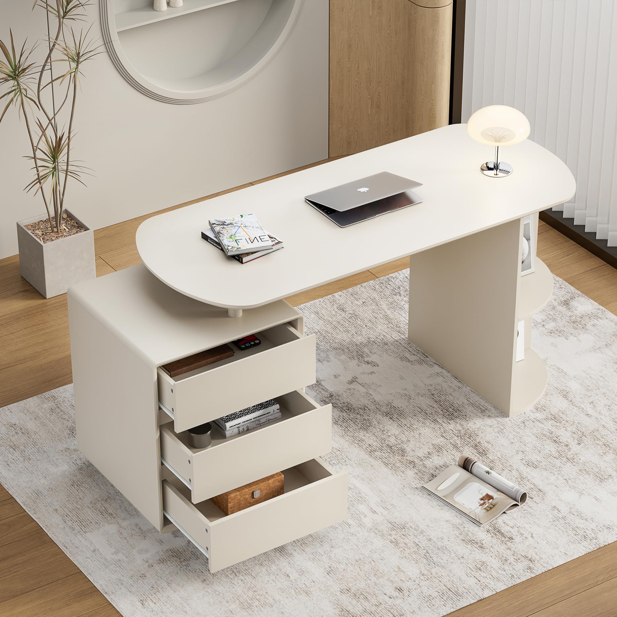 Home Office Desk and Chair Set with Drawers