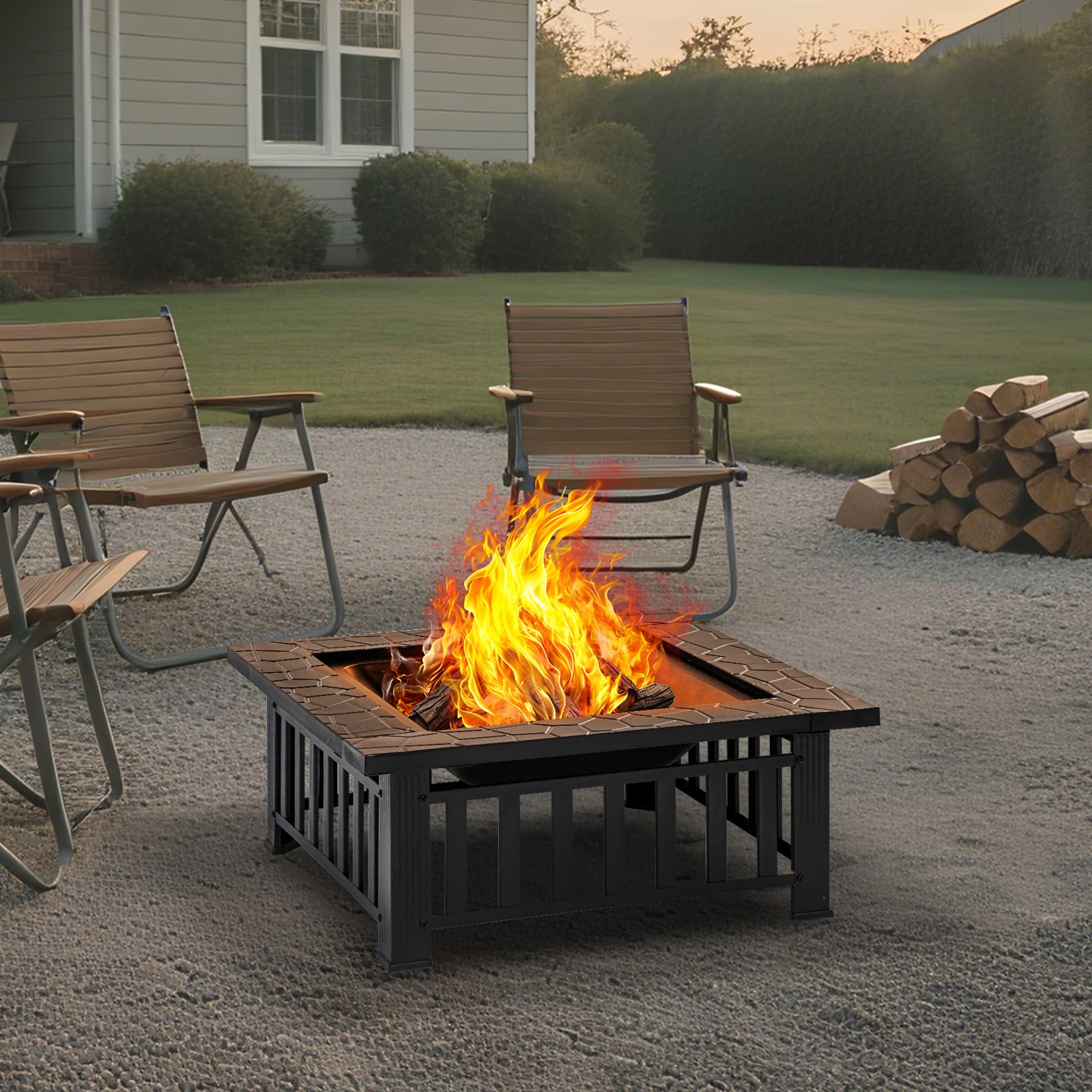 32 Inch Square Fire Pit Table