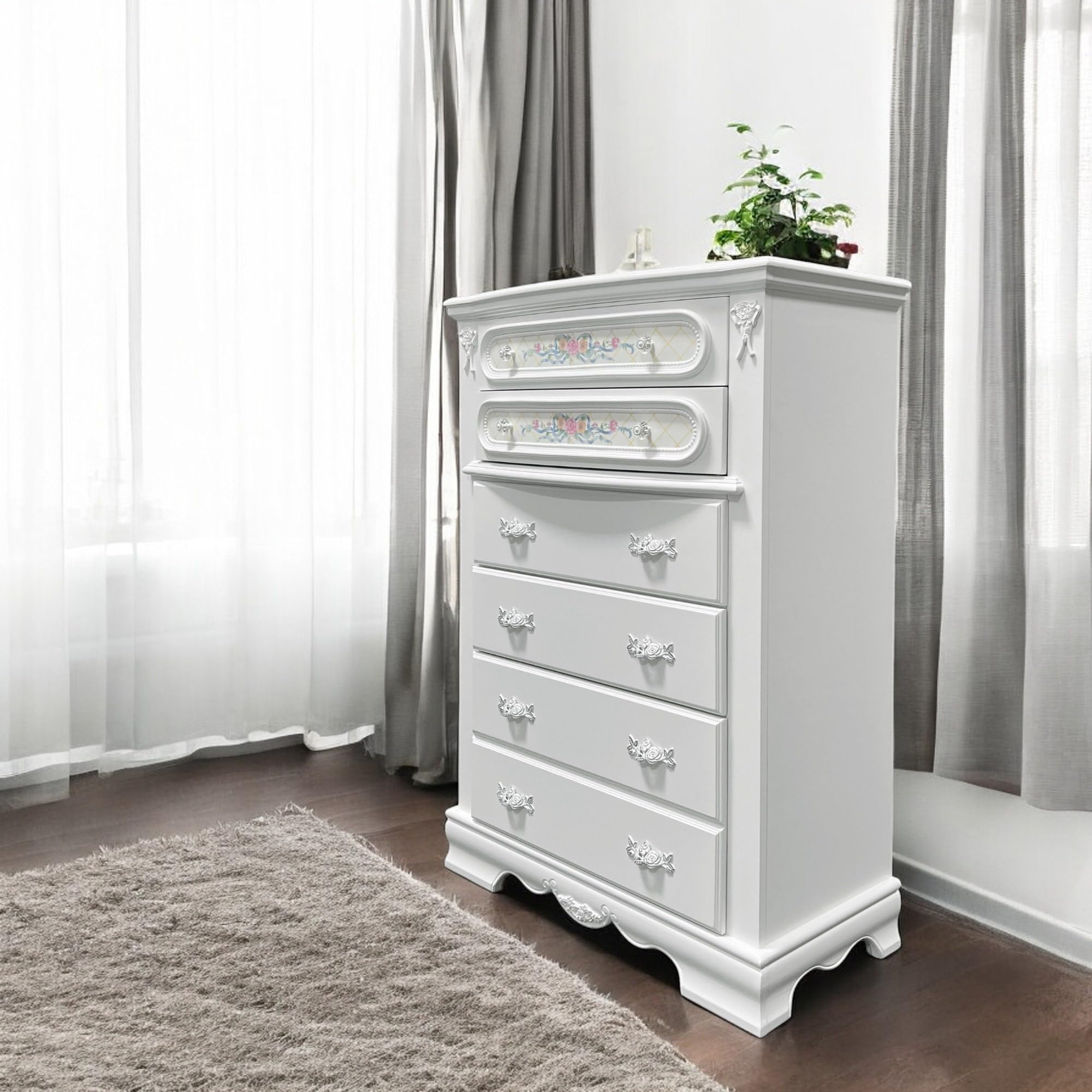 Flora 5-Drawer Chest White
