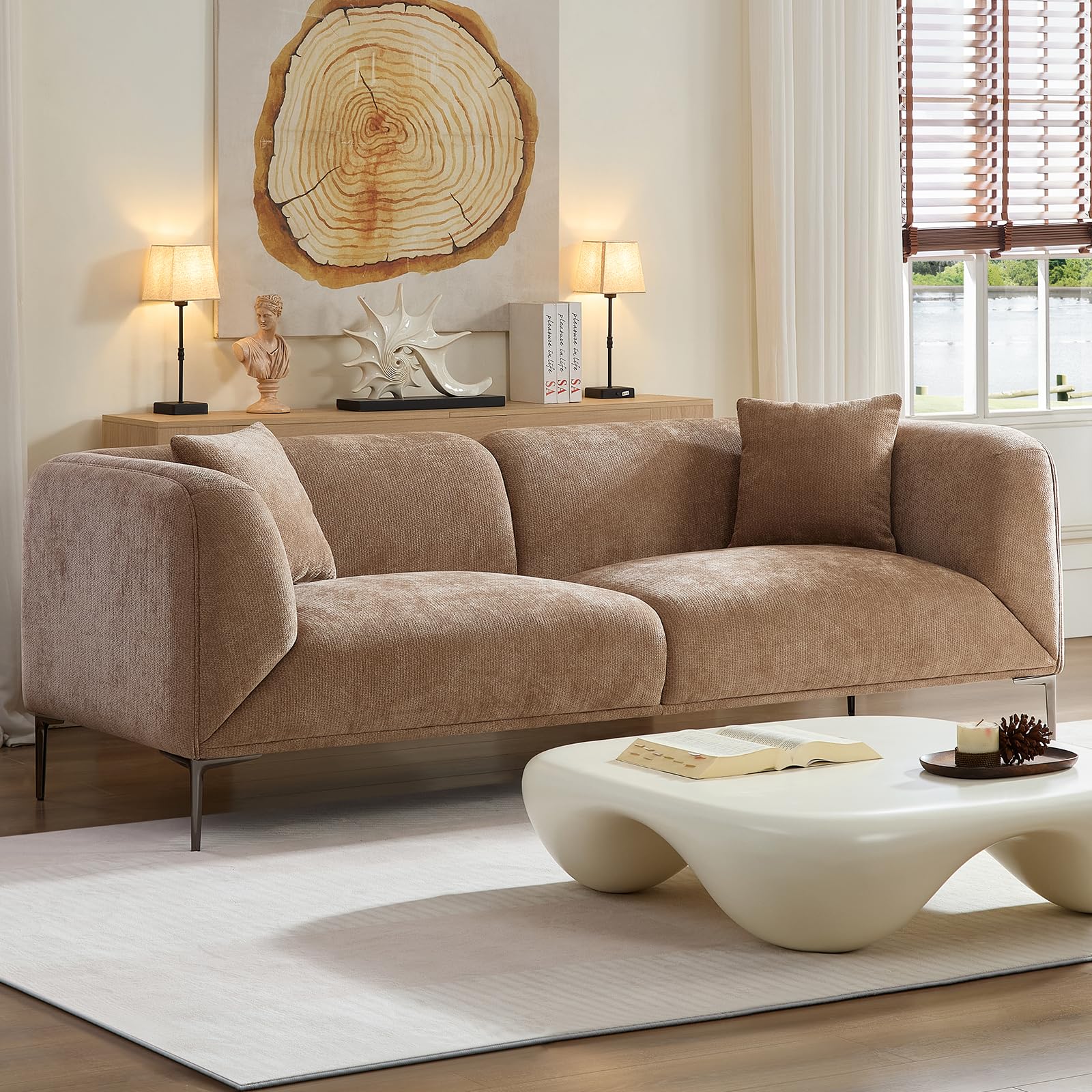 Modern Boucle 3-Seater Sofa with Deep Seats