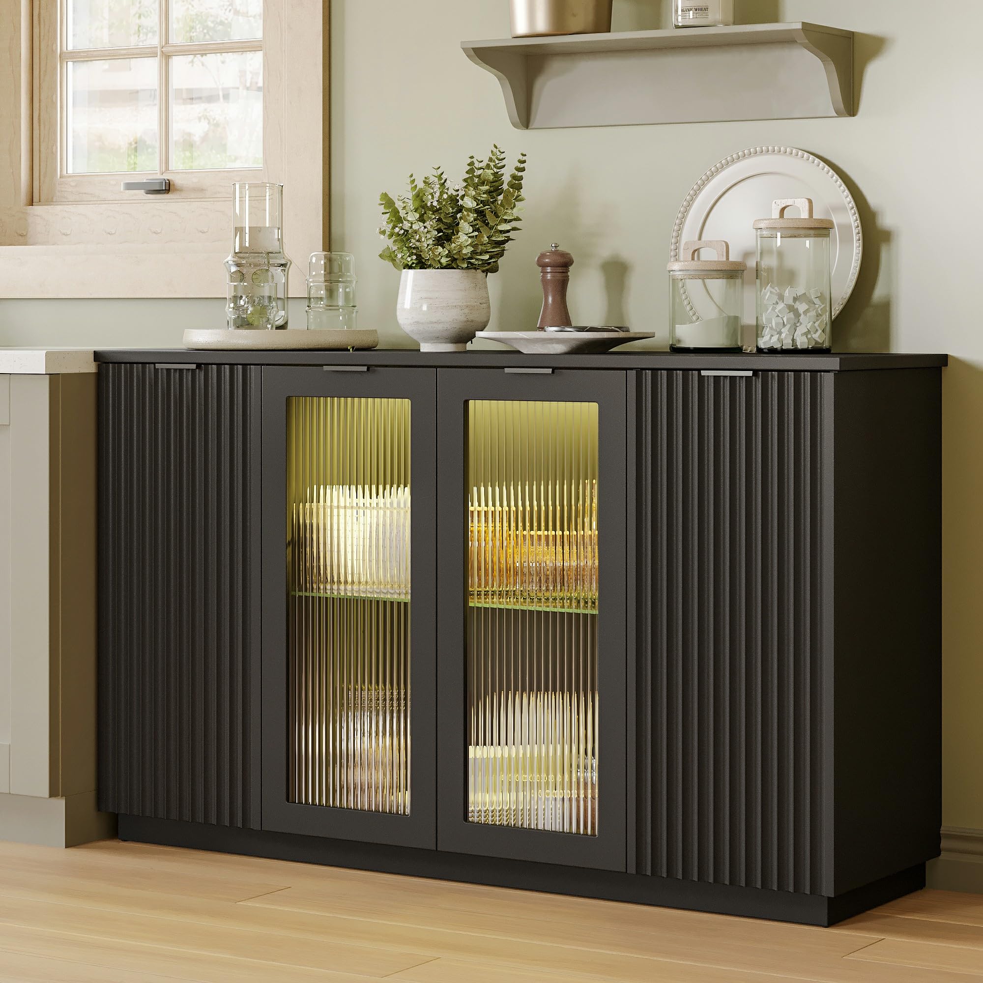 Sideboard Buffet Cabinet with LED Lights