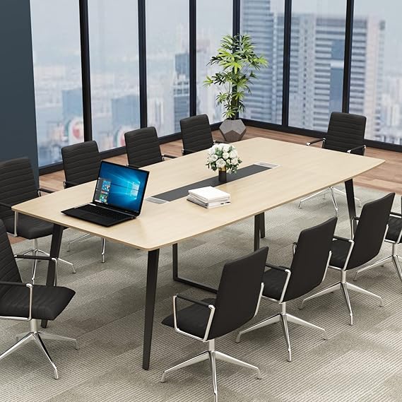 8FT Conference Table with Grommet - Boat Shaped Meeting Desk