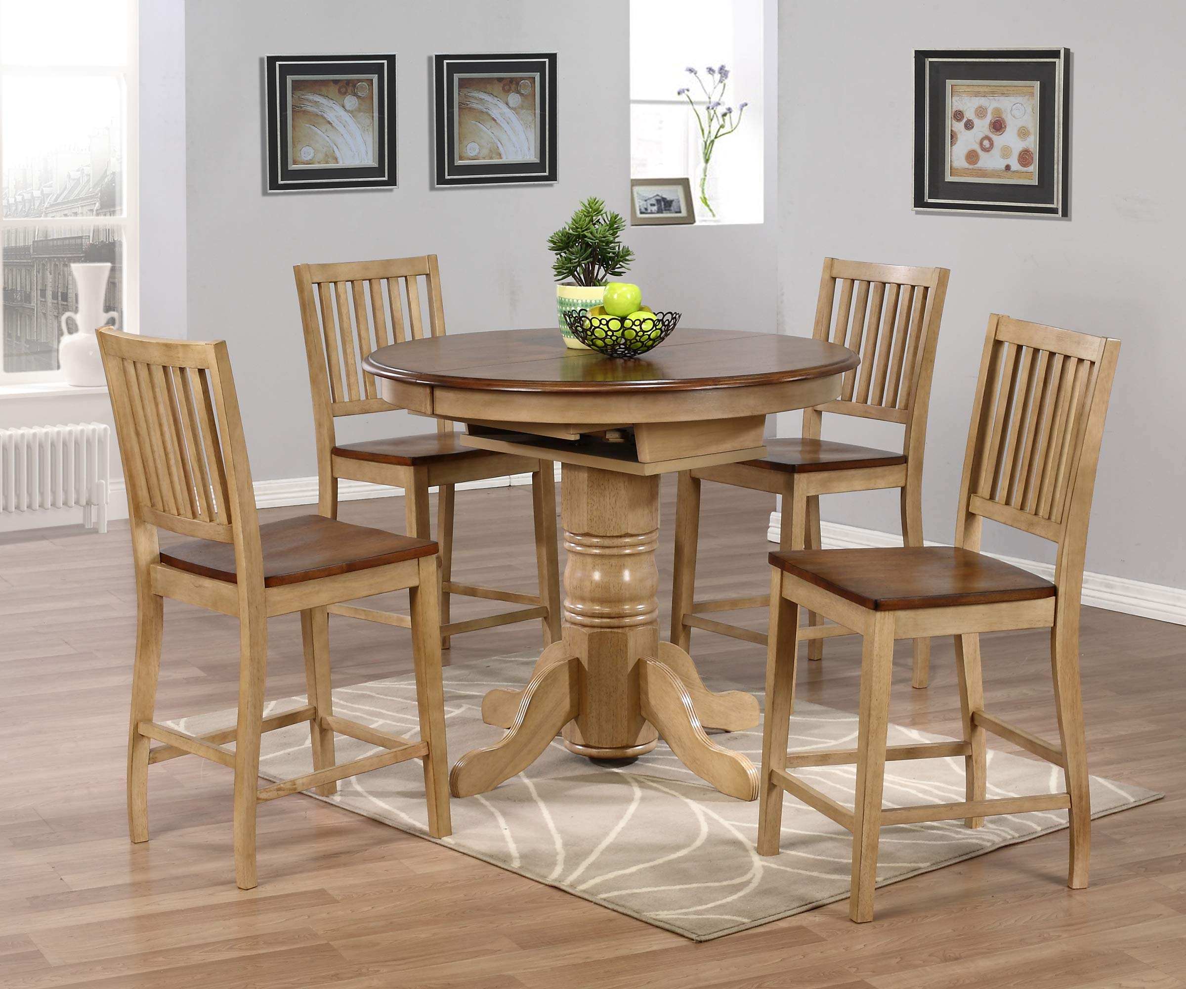 Round Pub Table Set with 4 Stools