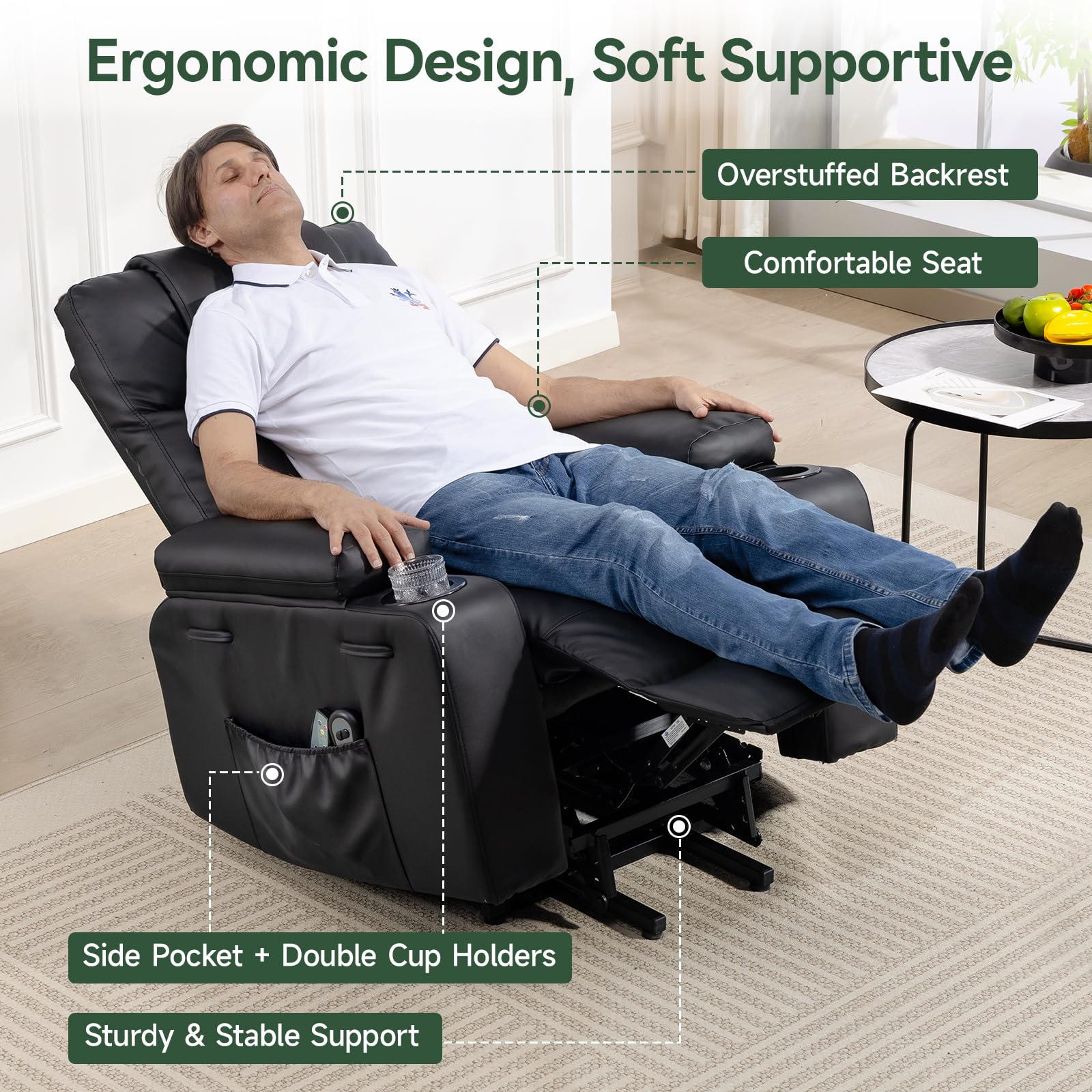 Electric Power Lift Recliner with Heat and Massage