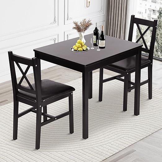 5-Piece Wooden Dining Table Set for 4 - Square Kitchen Table with Chairs