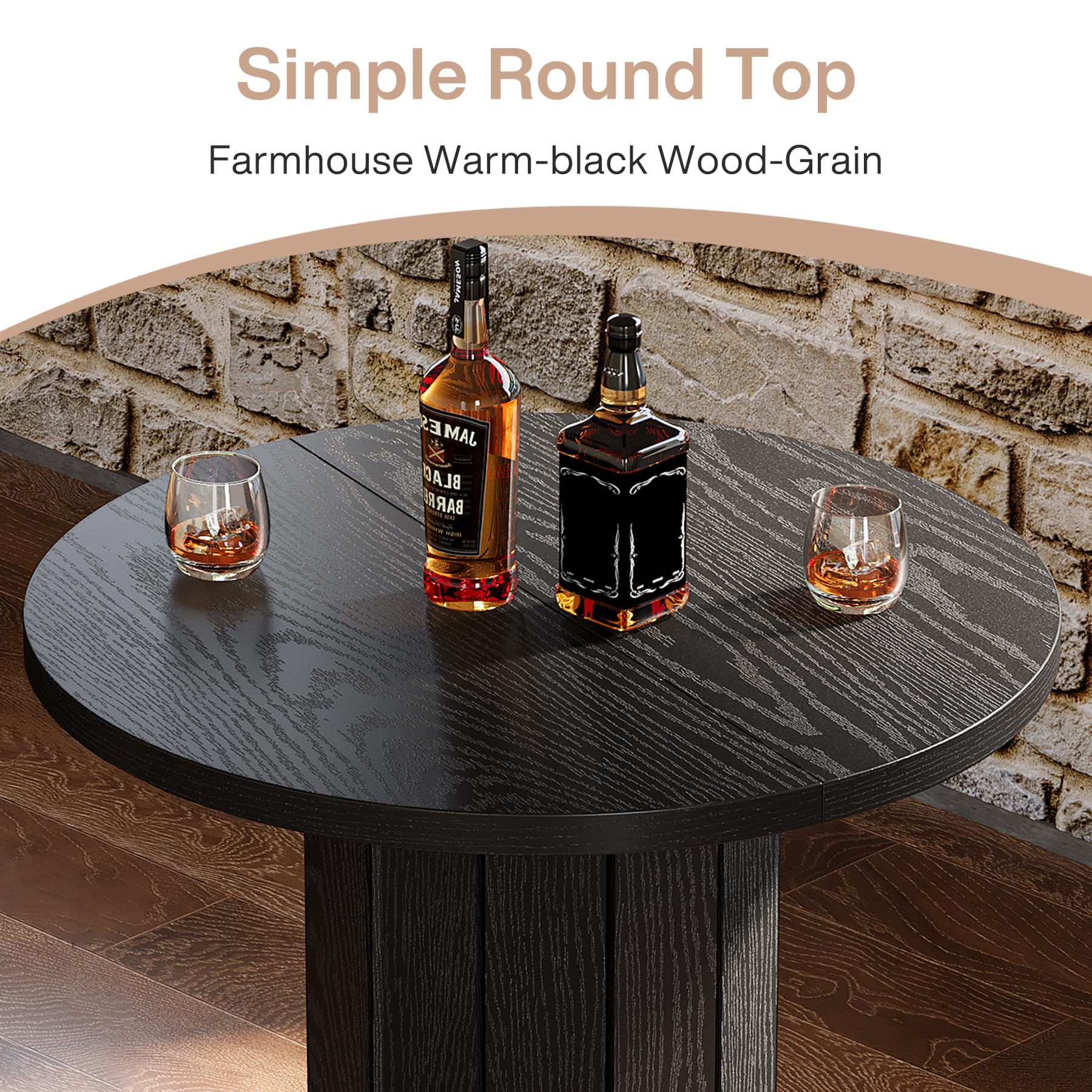 Round Bar Table with Metal Ring Footrest