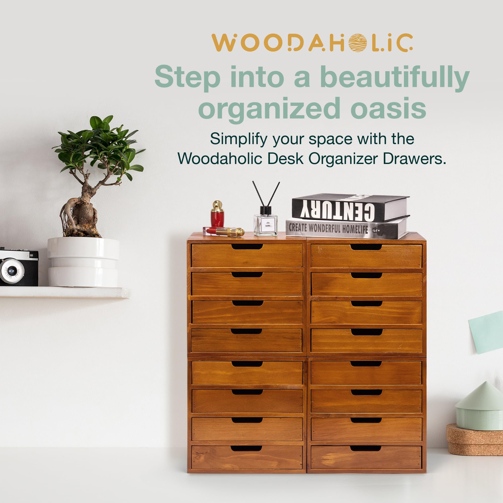 4-Pack Wooden Desktop Storage Organizer