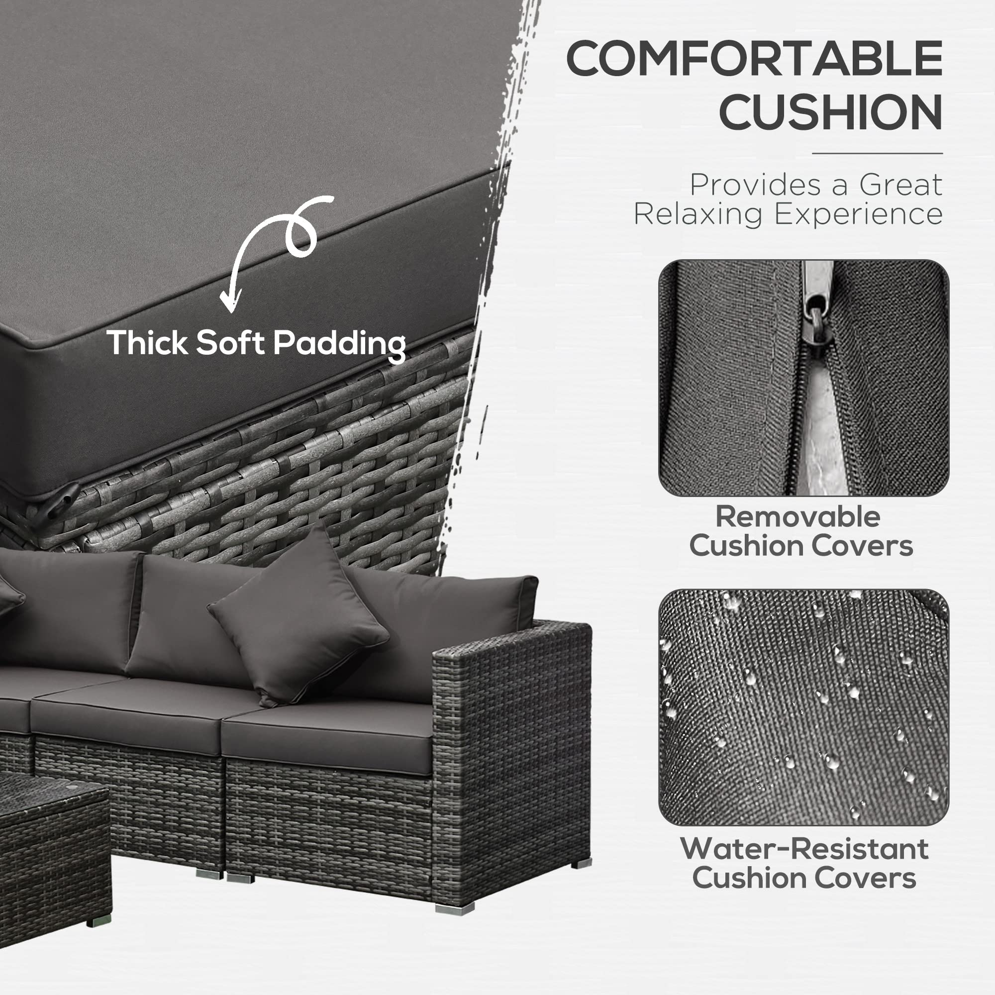 6 Piece Outdoor Wicker Sectional Sofa Set