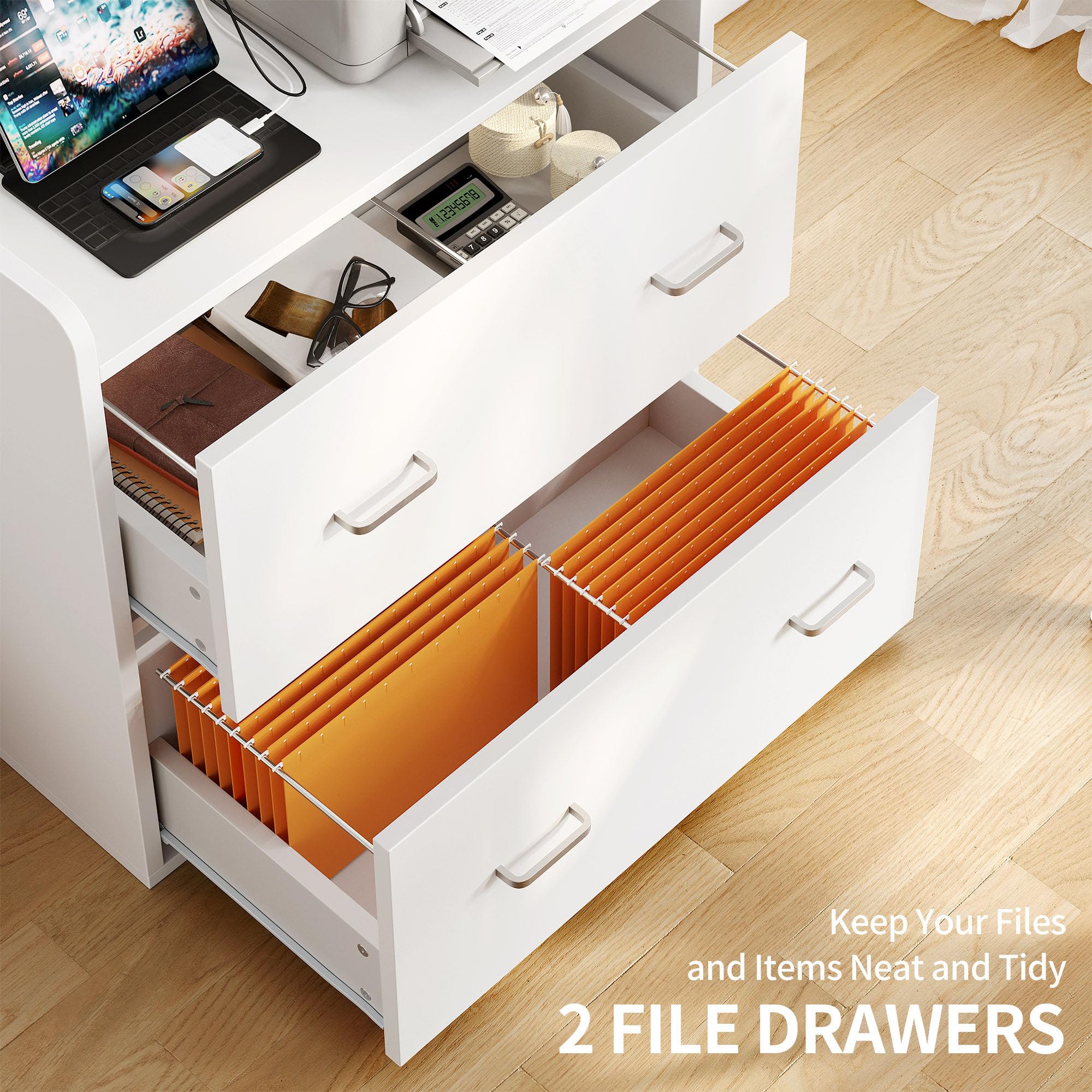 2 Drawer Lateral File Cabinet with Charging Station