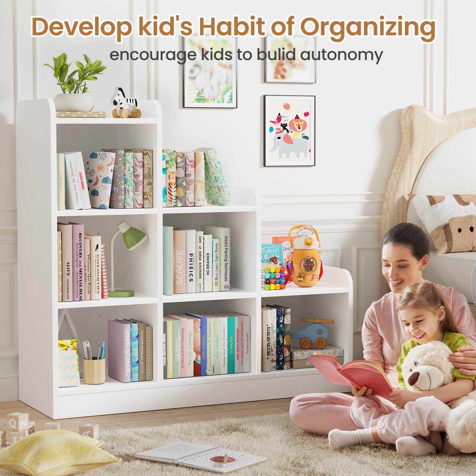 6-Cube Kids Bookshelf and Toy Storage Organizer