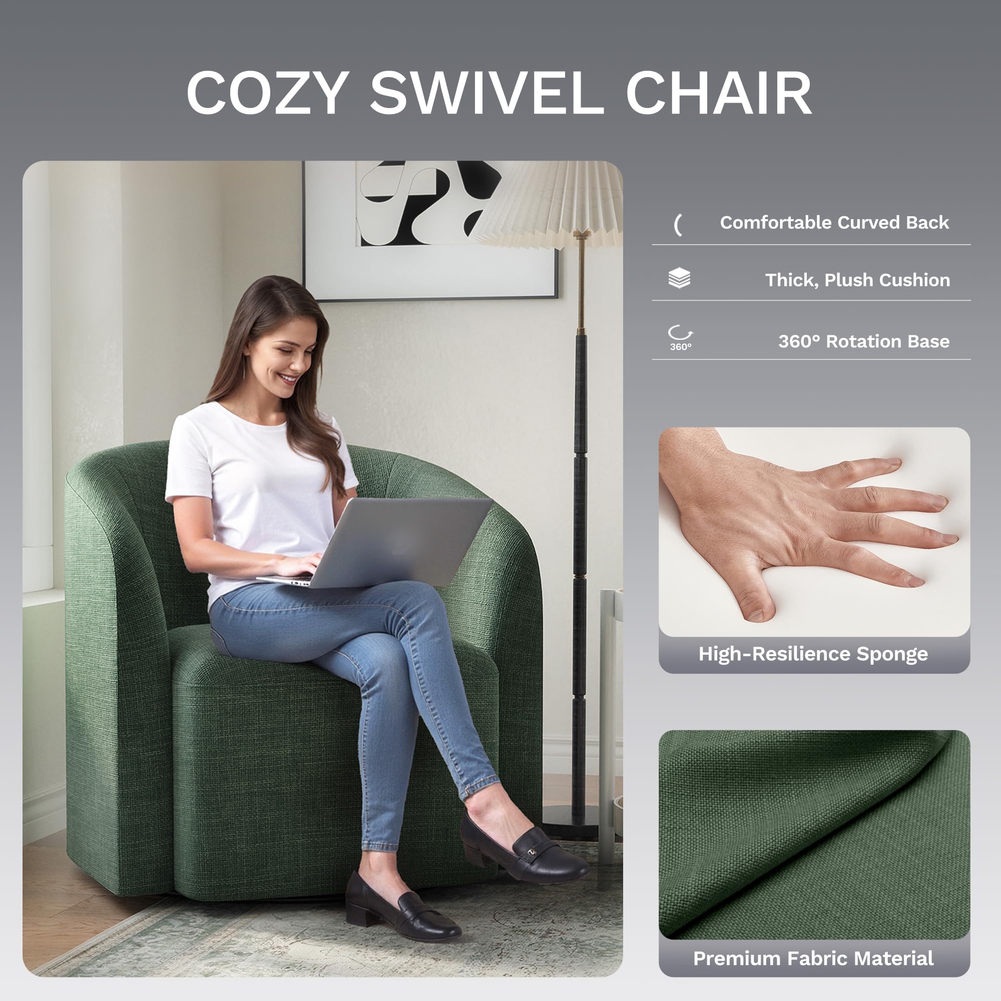 Swivel Accent Chair with Armrests