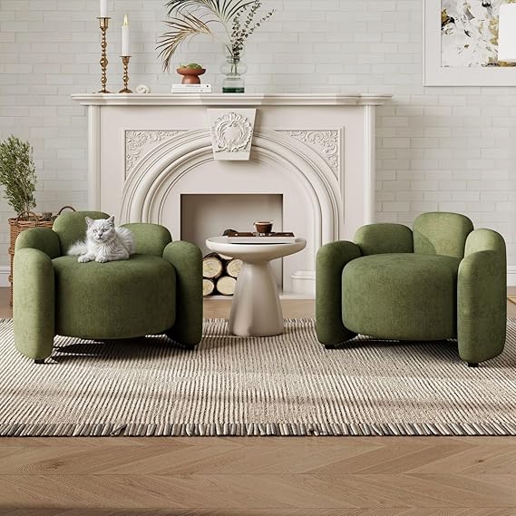 Upholstered Chenille Accent Chairs Set of 2