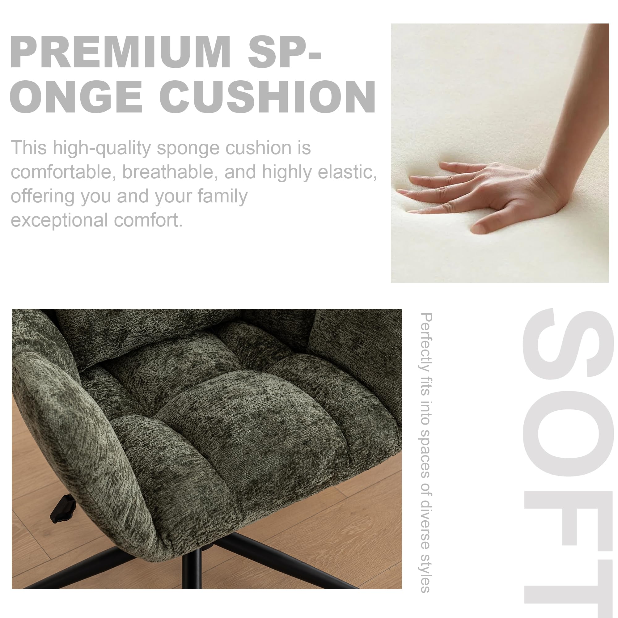 Tufted Chenille Swivel Office Chair