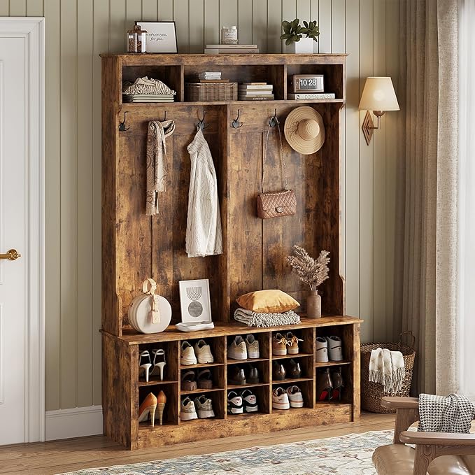 Hall Tree with Bench and Shoe Storage