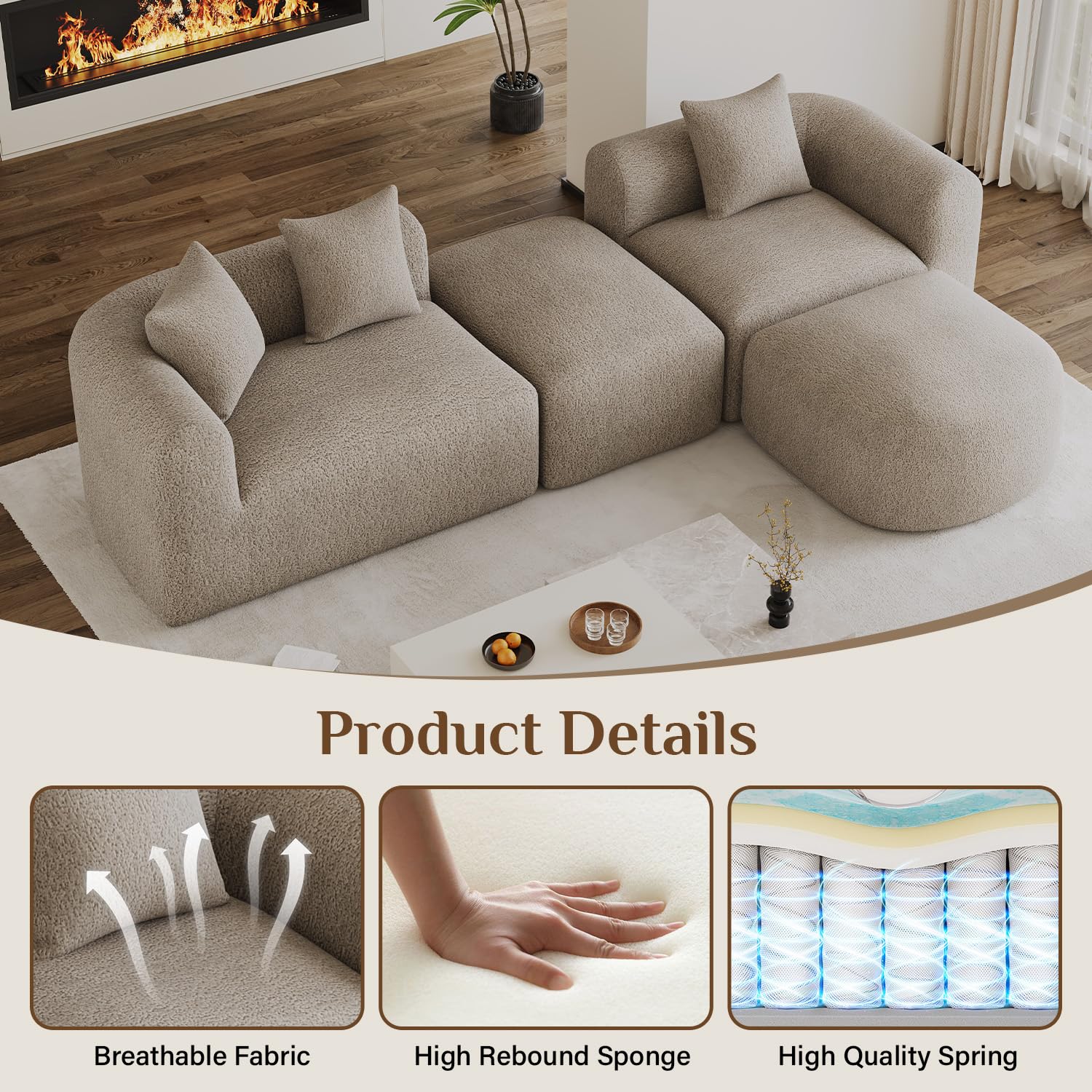 Modular Cloud Sectional Sofa with Ottoman
