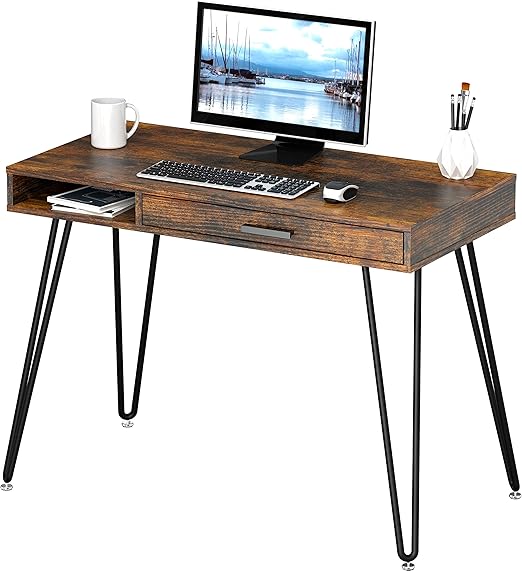 Computer Hairpin Leg Desk with Drawer