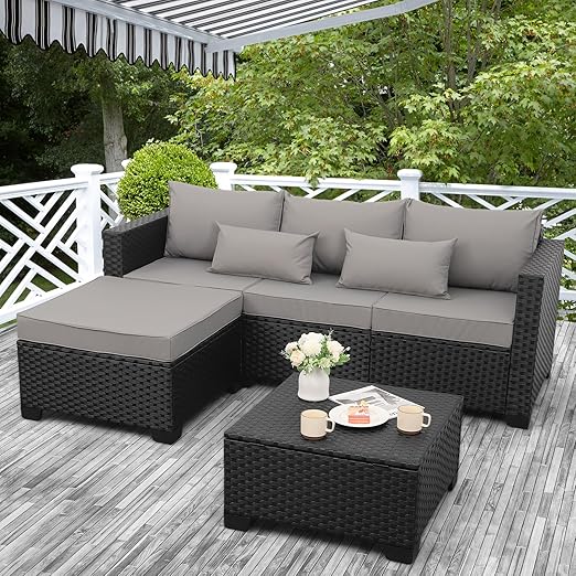 3-Piece Wicker Patio Furniture Set with Storage