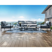 5-Piece Metal Outdoor Patio Furniture Set with Thick Cushions