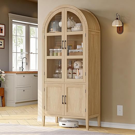 71" Tall Arched Cabinet with Glass Doors