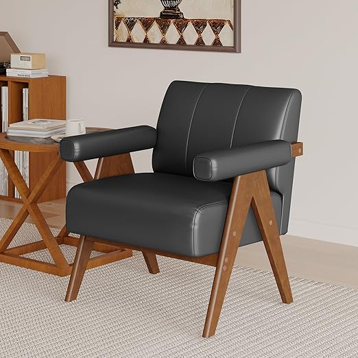 Mid Century Modern Leather Accent Chair