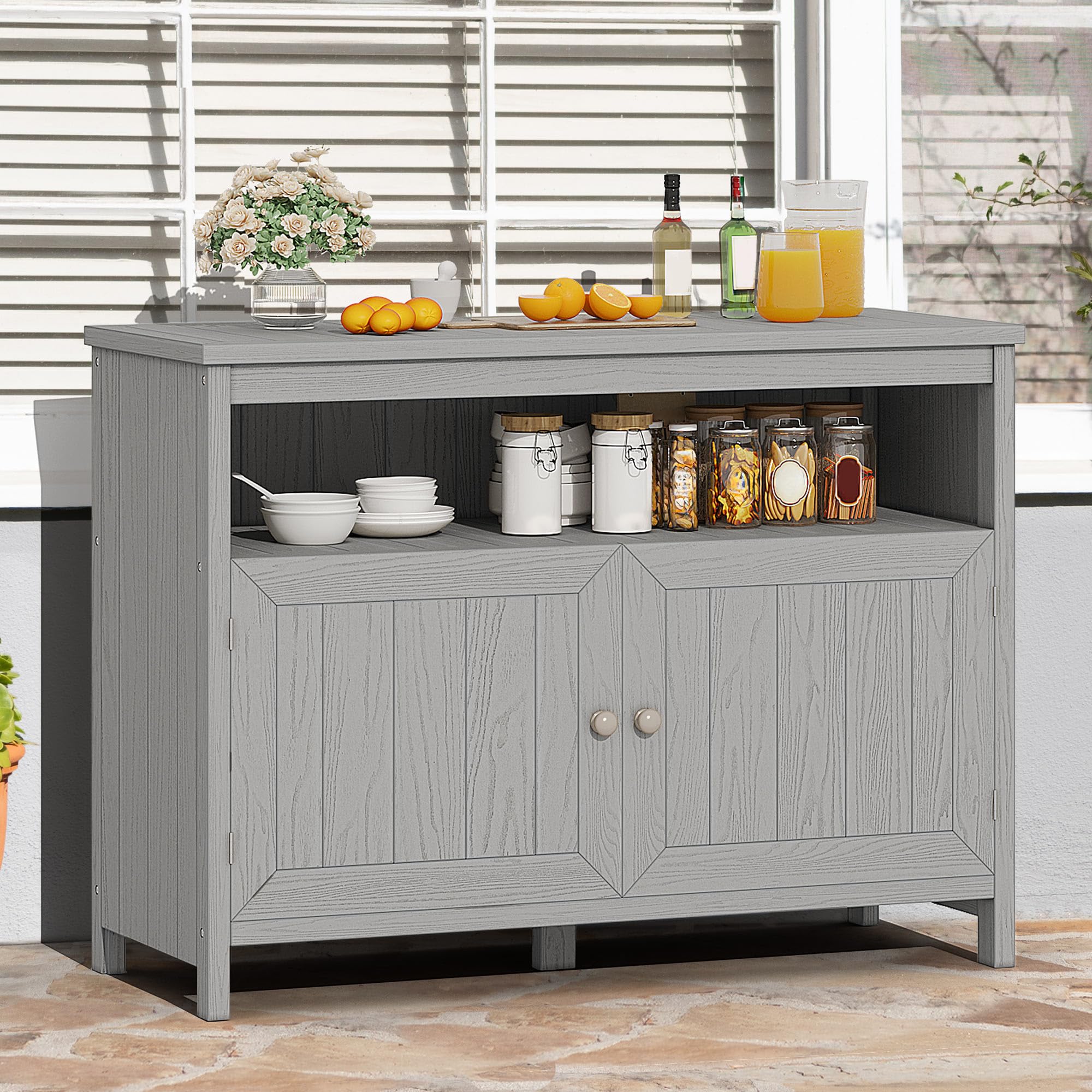 Outdoor Sideboard Storage Cabinet with Shelves