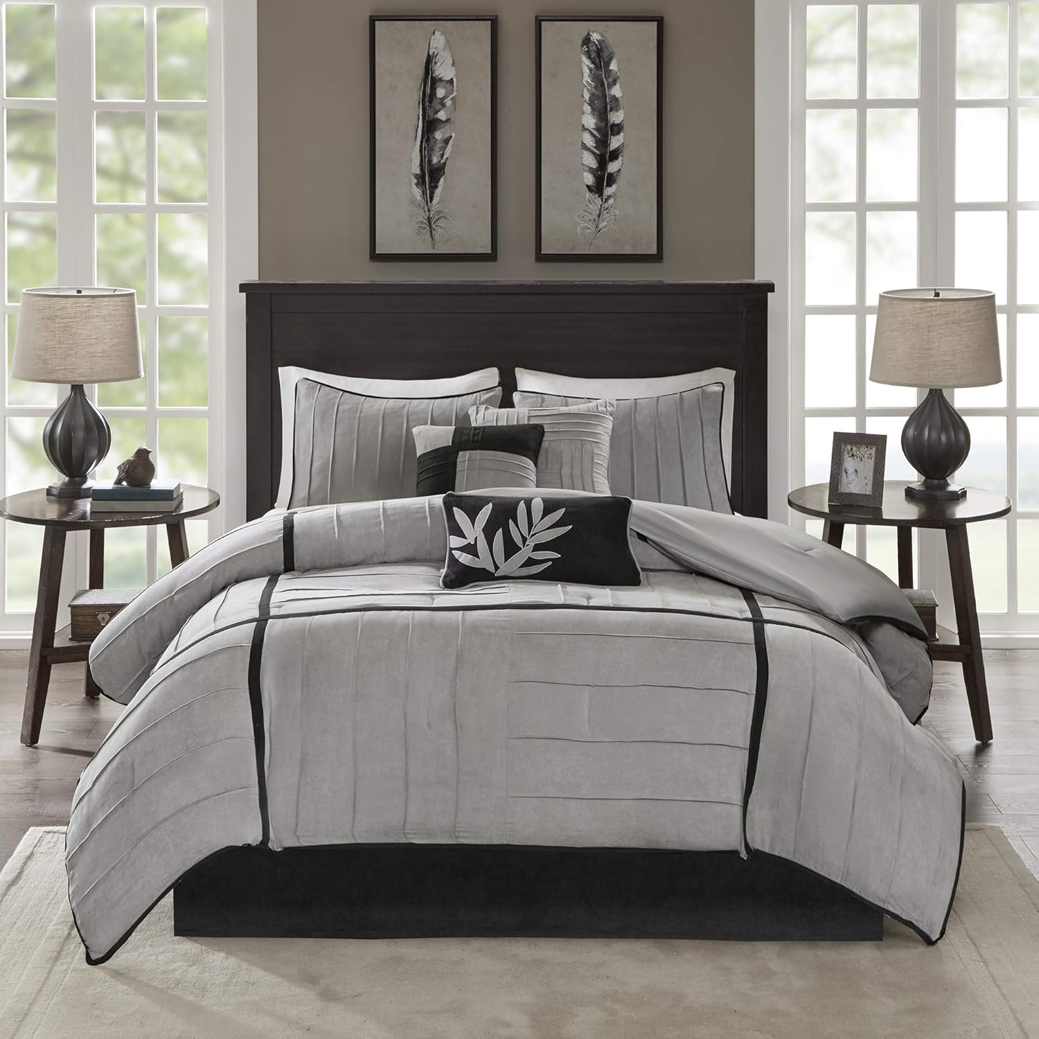 Pieced Suede Comforter Set King 7 Piece