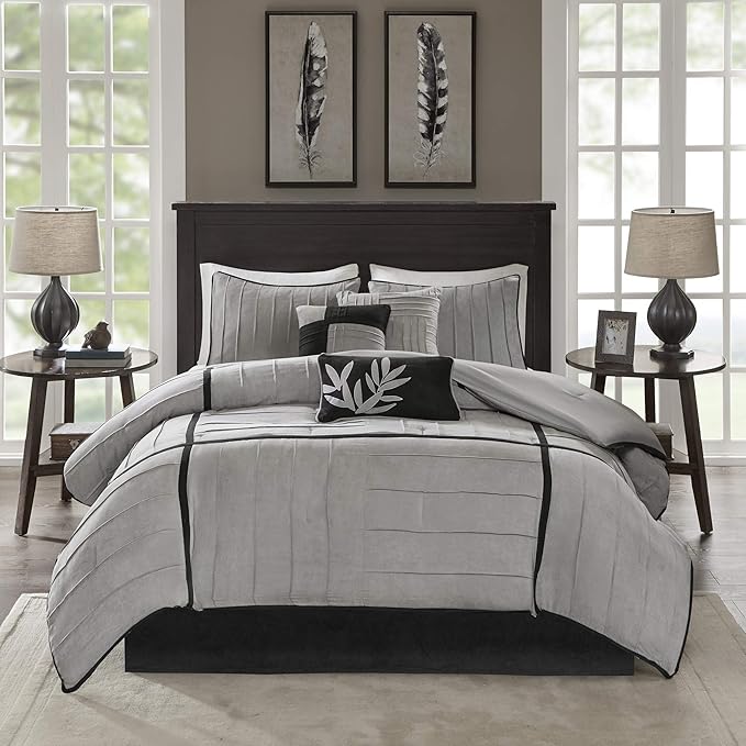Pieced Suede Comforter Set King 7 Piece